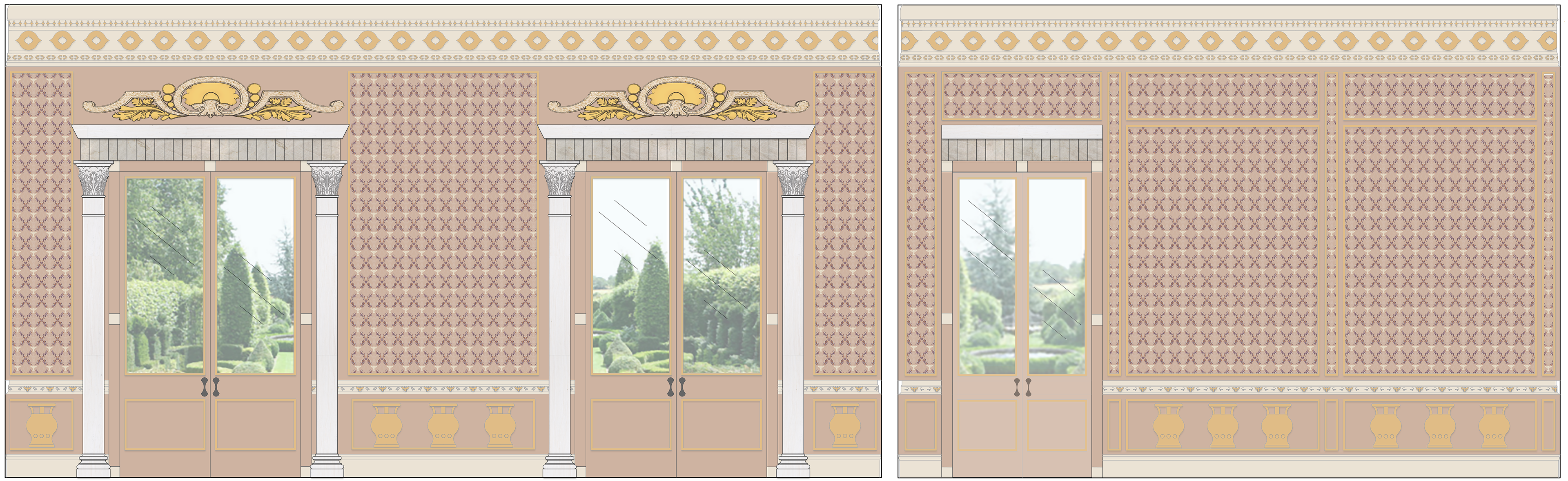 South and West Elevations of Library, NTS