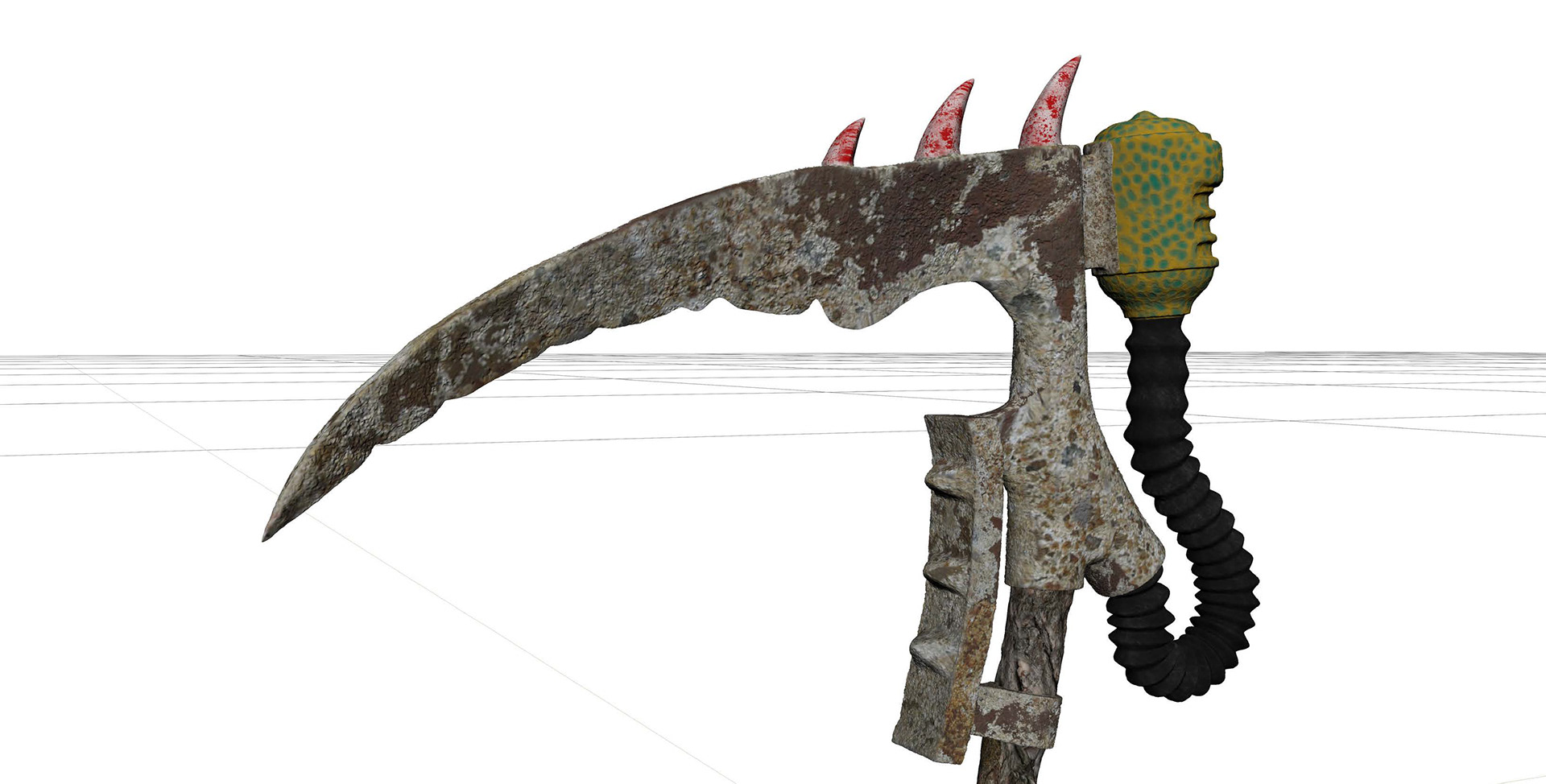 Warhammer Death Guard Scythe Textured Left View Closeup