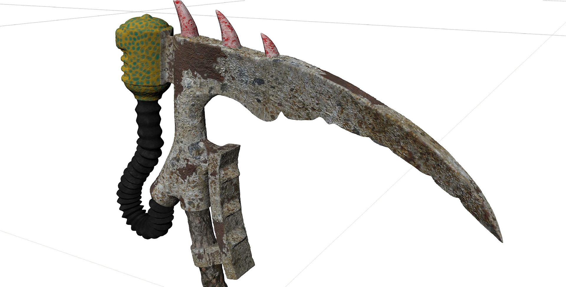 Warhammer Death Guard Scythe Textured Right View Closeup