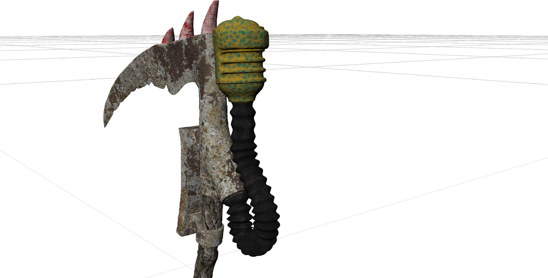 Warhammer Death Guard Scythe Textured Back Left View Closeup