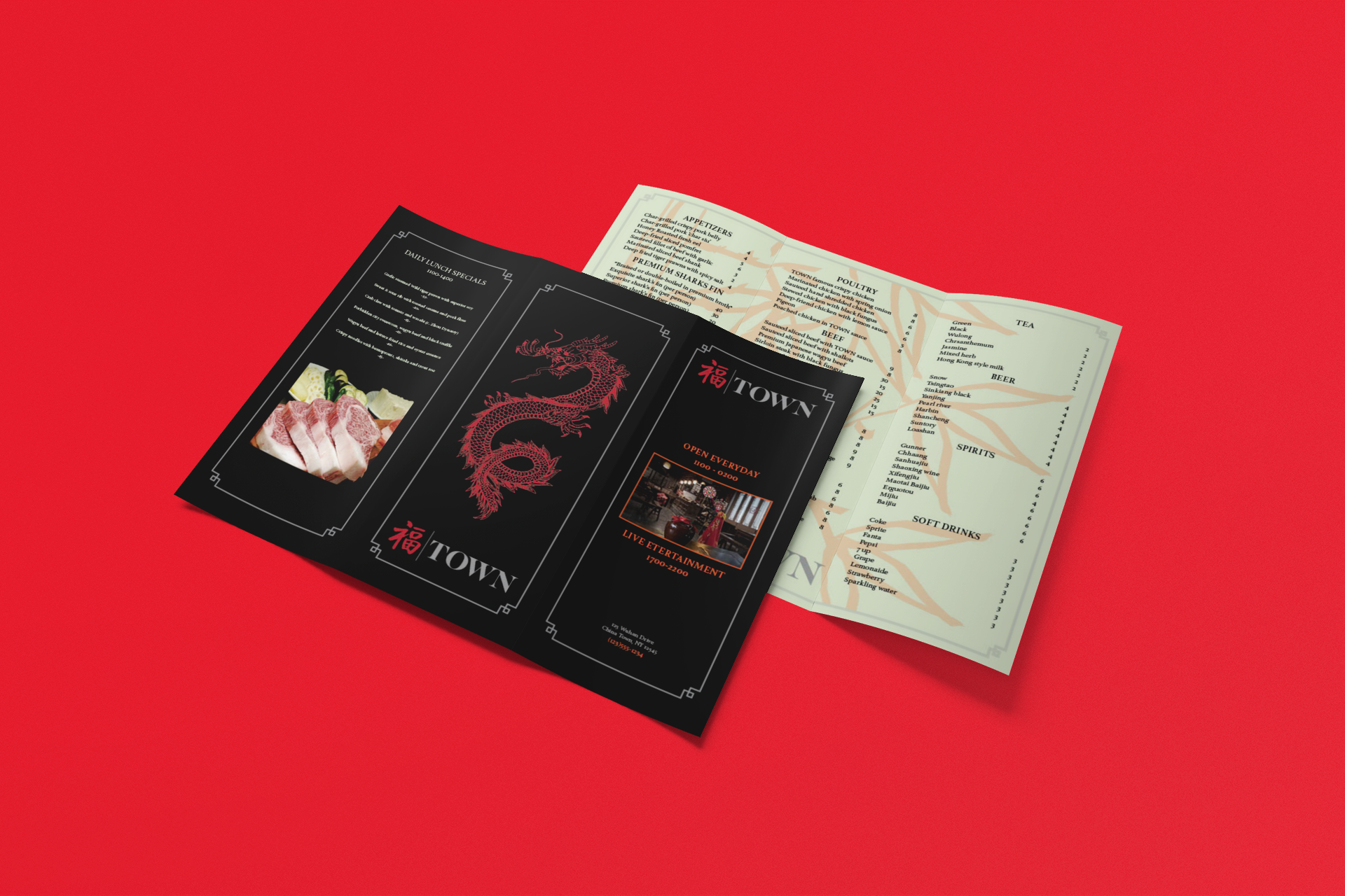 Restaurant Town Tri-Fold Menu
