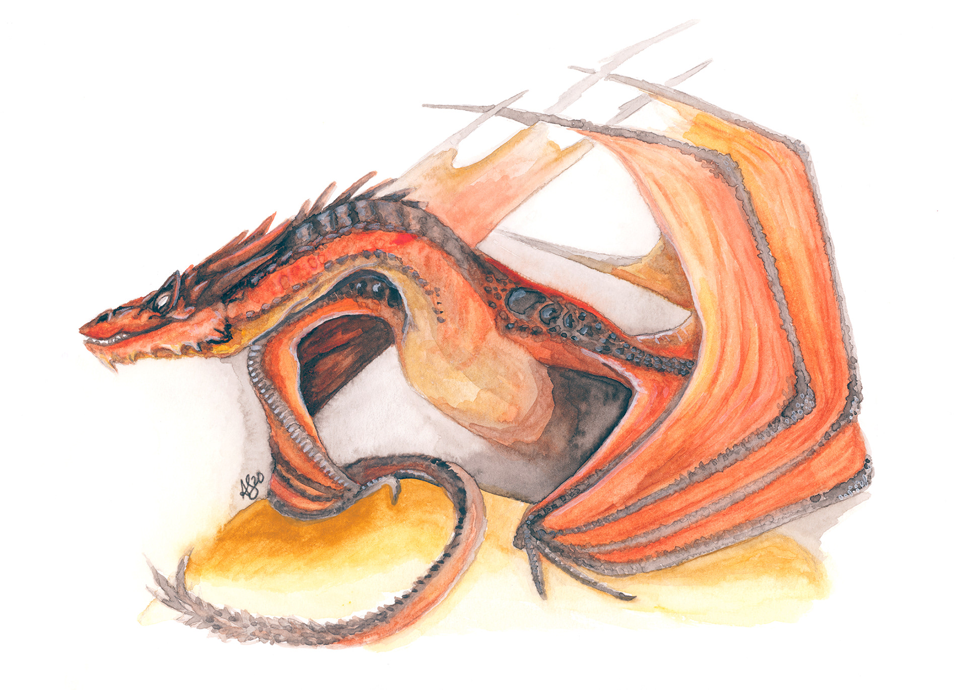 watercolor - smaug