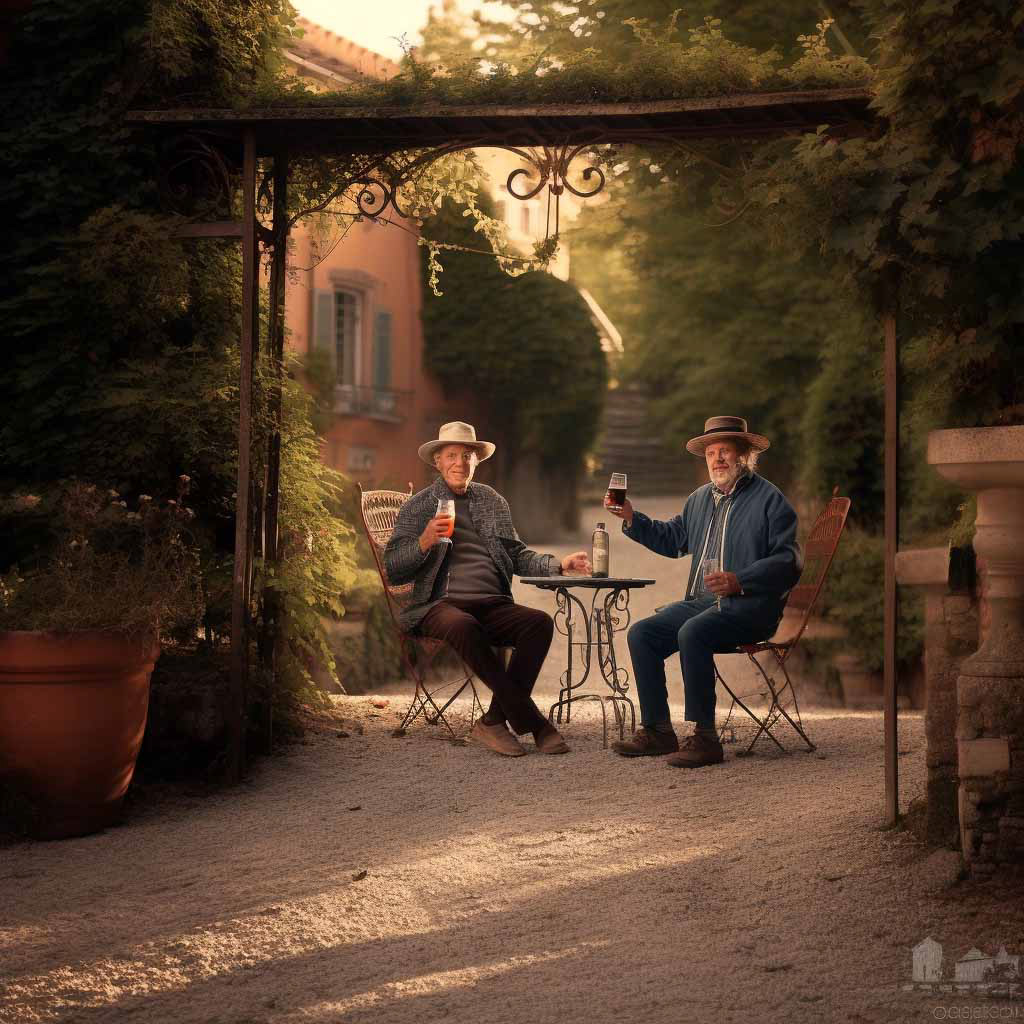 Italian scene with wine