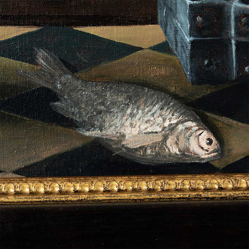 Close up of a fish in the painting "Het persoonlijk gebed" (The personal prayer), by Vincent Brons