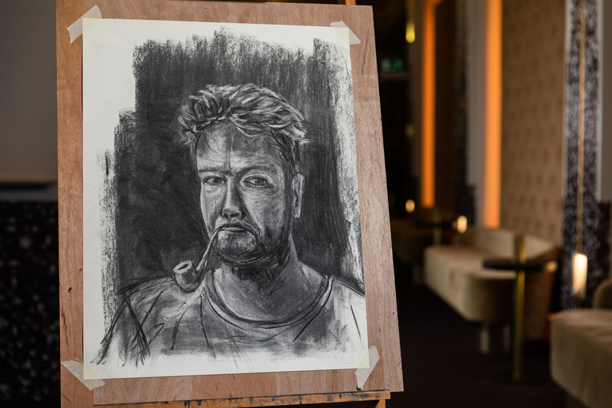 Zelfportret Vincent Brons - Houtskool in 1 uur