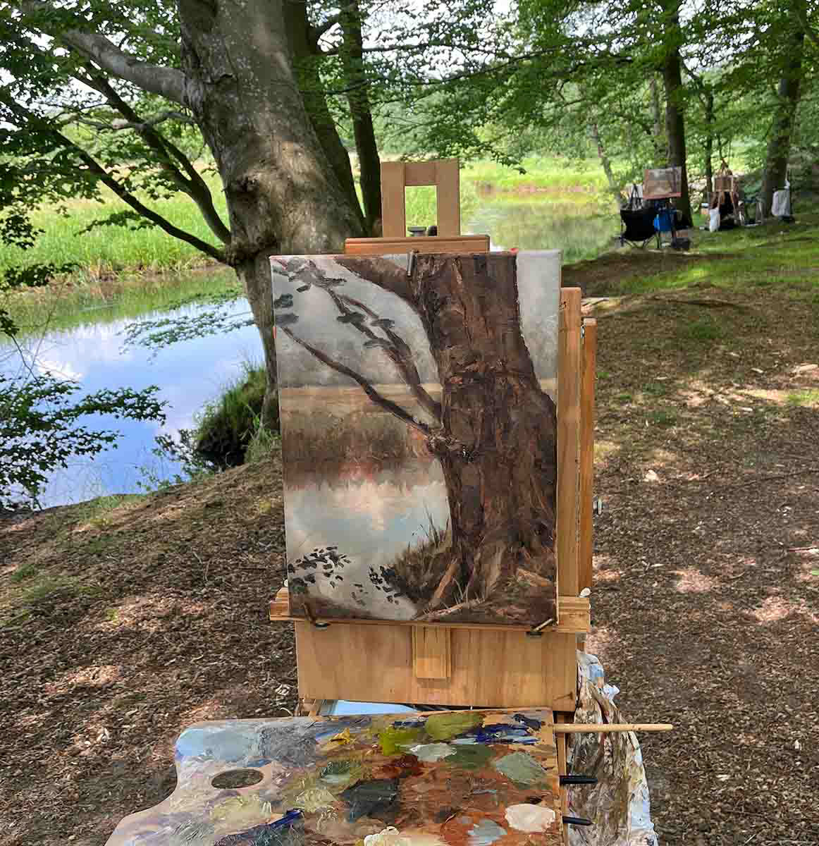 Blauw en gele oker maken groen
