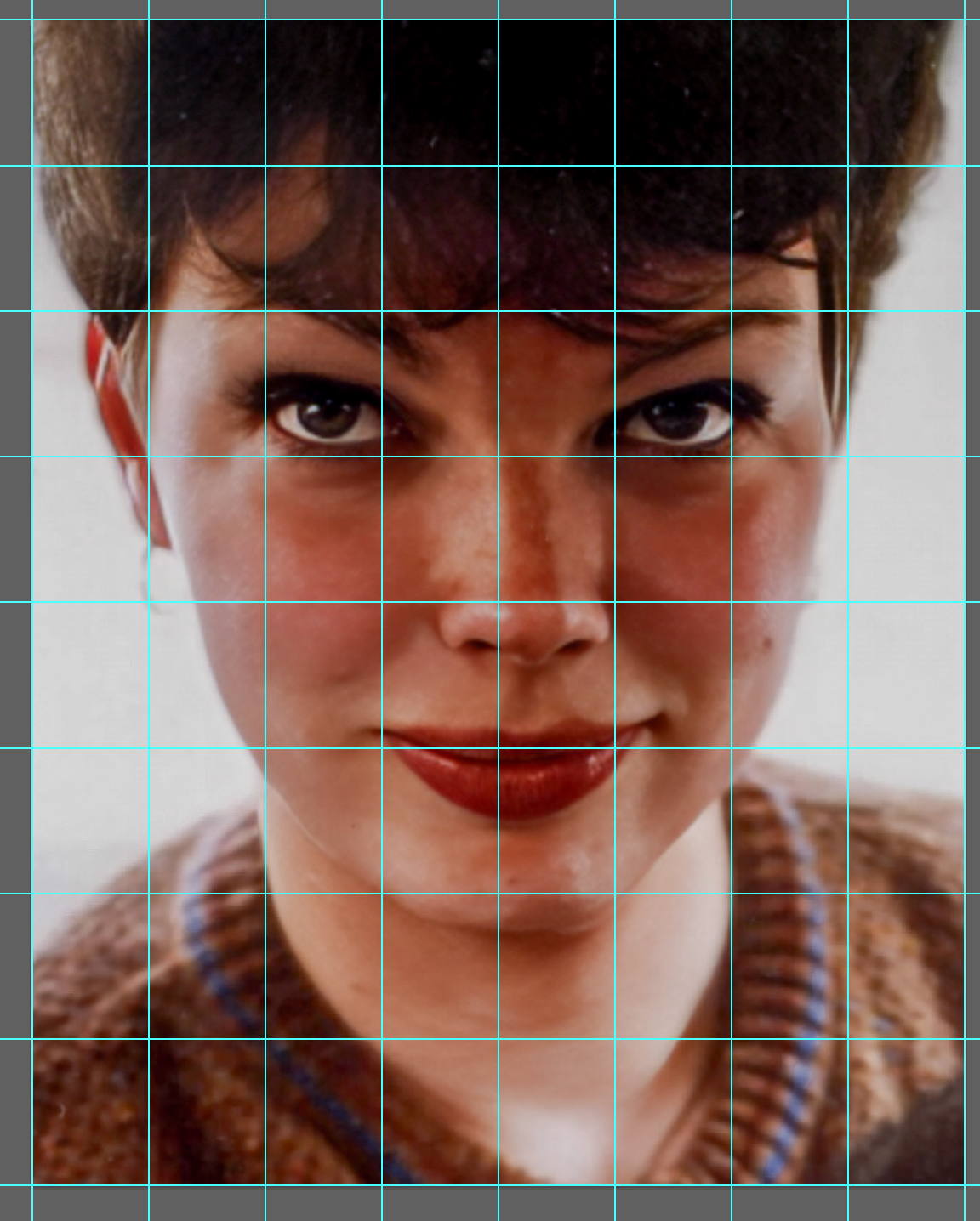 8 x 8 raster over de originele foto