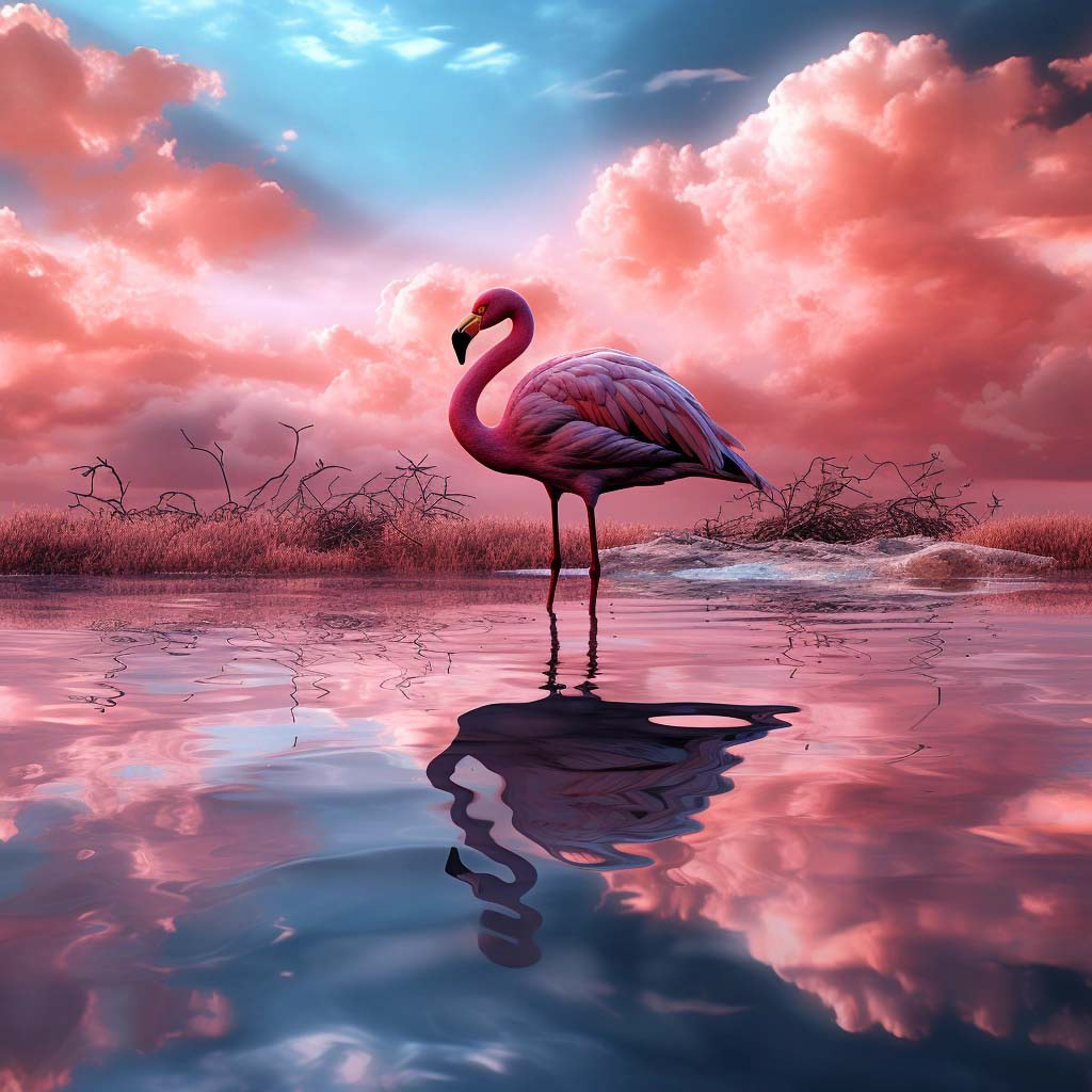 Flamingo in water