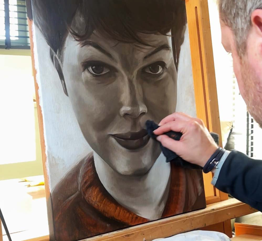 Voorbeeld toepassing van de Oiling out techniek bij het schilderen