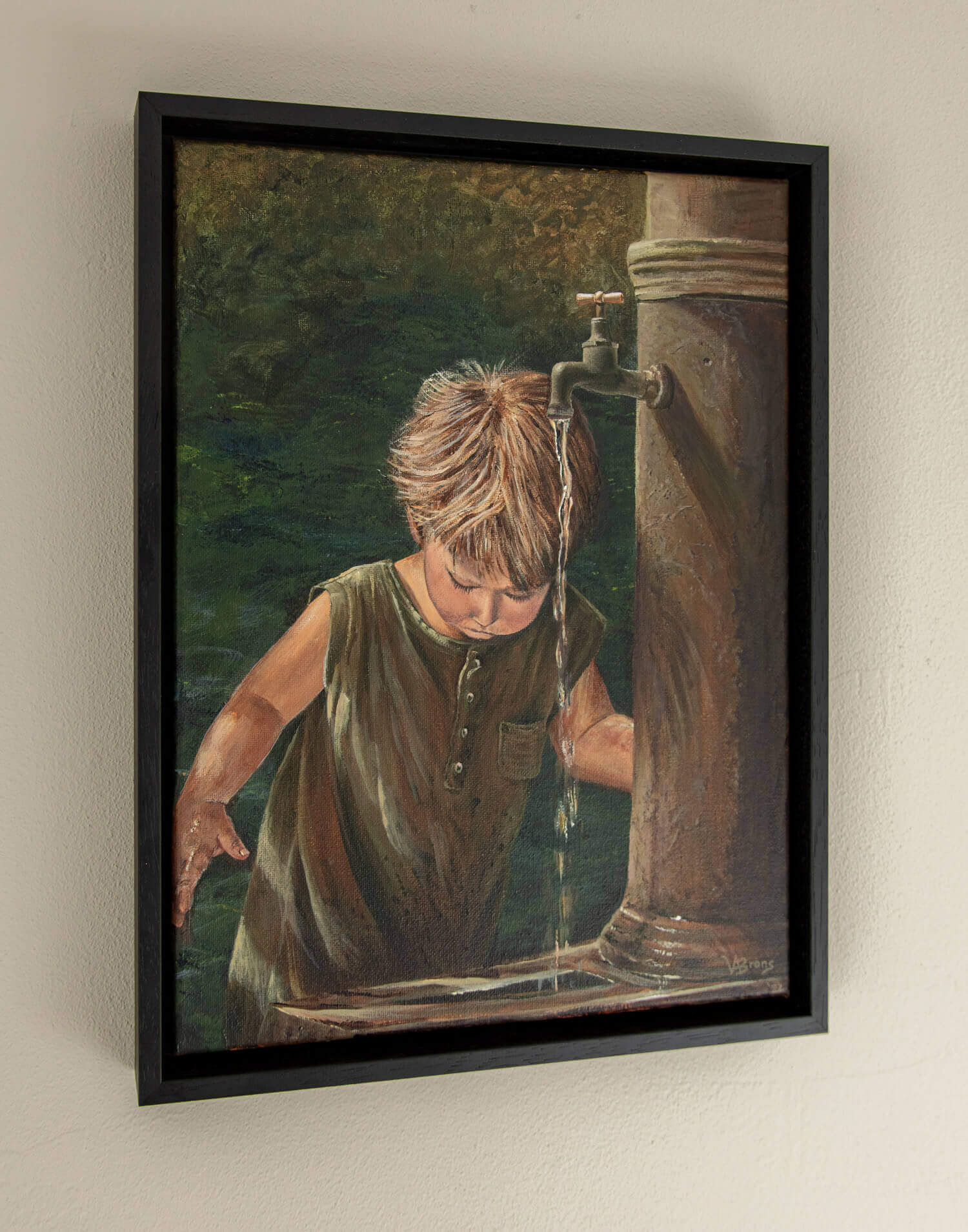 Flynn bij de kraan - Acryl op doek (40x30 cm)