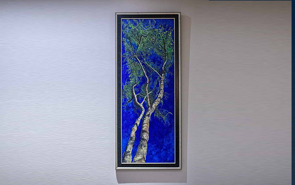 schilderij van de berk in de vroege lente