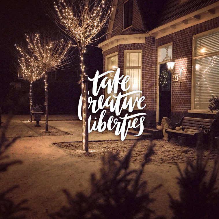 Typography house in winter