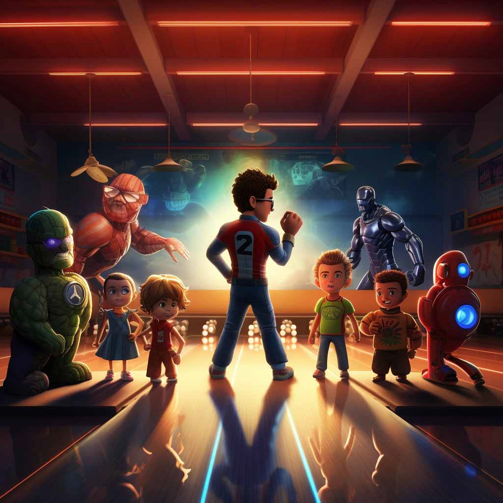 bowling with action heroes