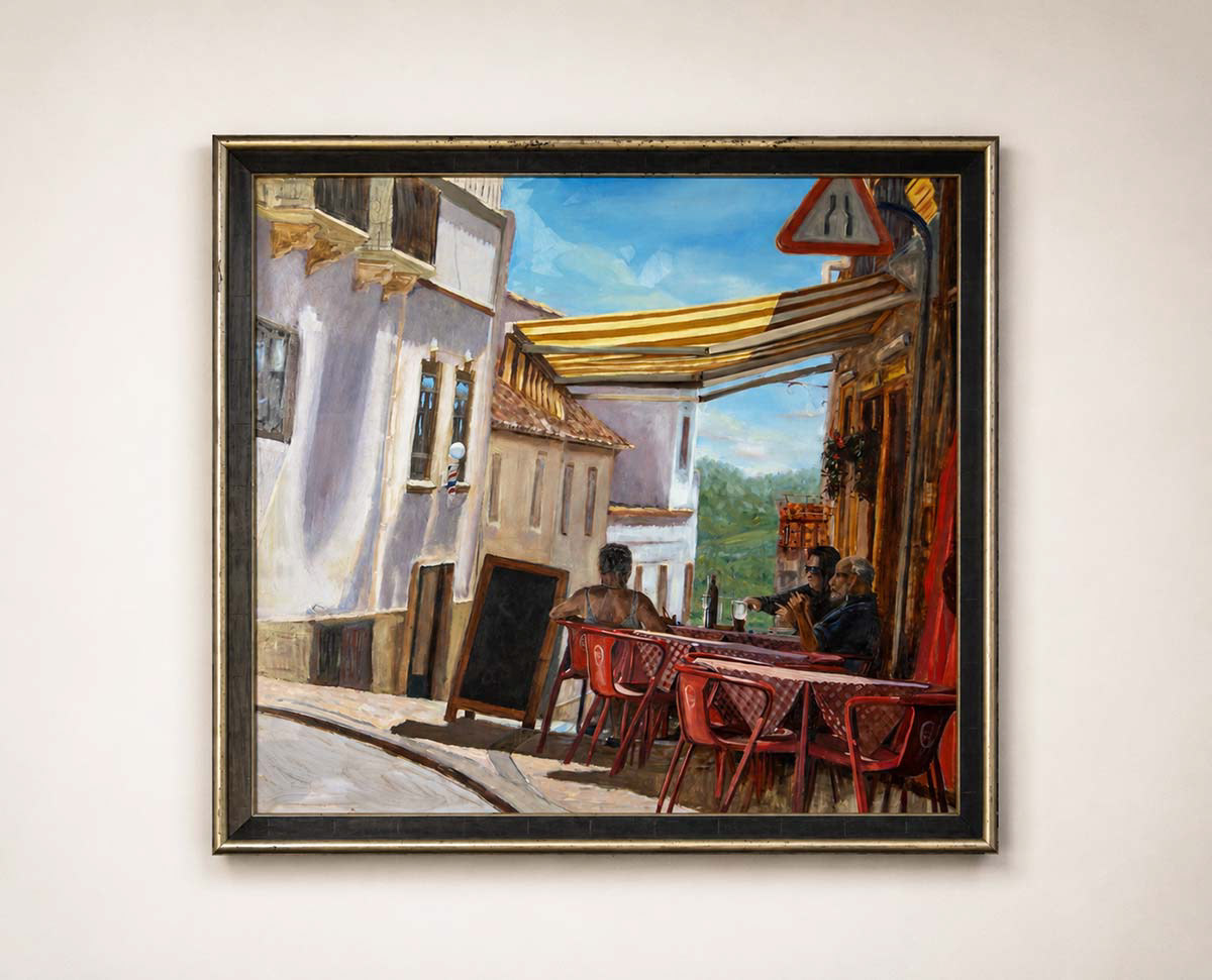 painting of vincent brons, showing a terrace in portugal