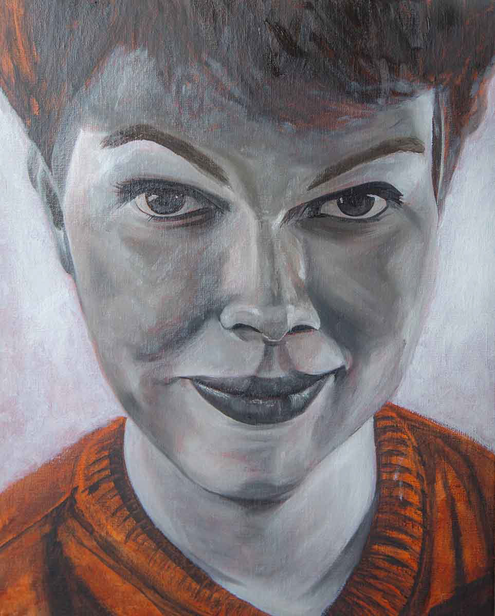 Schilderij met een grisaille in grijstinten