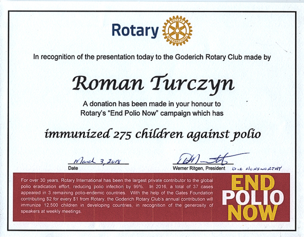 Goderich Rotary Talk 2018