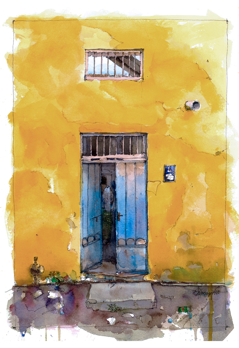 'Ochre Wall, Blue Door, Ochre Door' Doha 2008