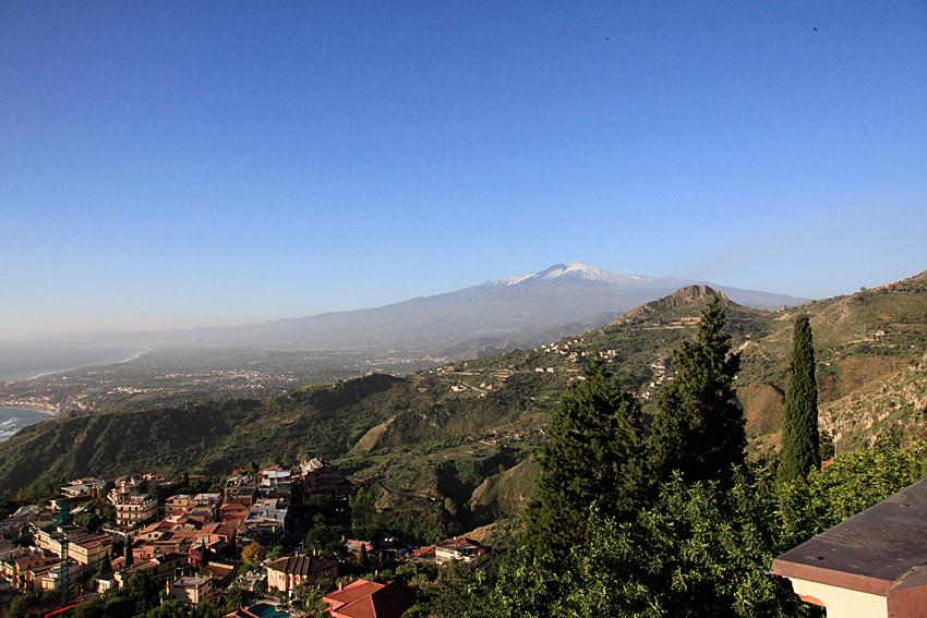 View from our balcony...Mt. Etna