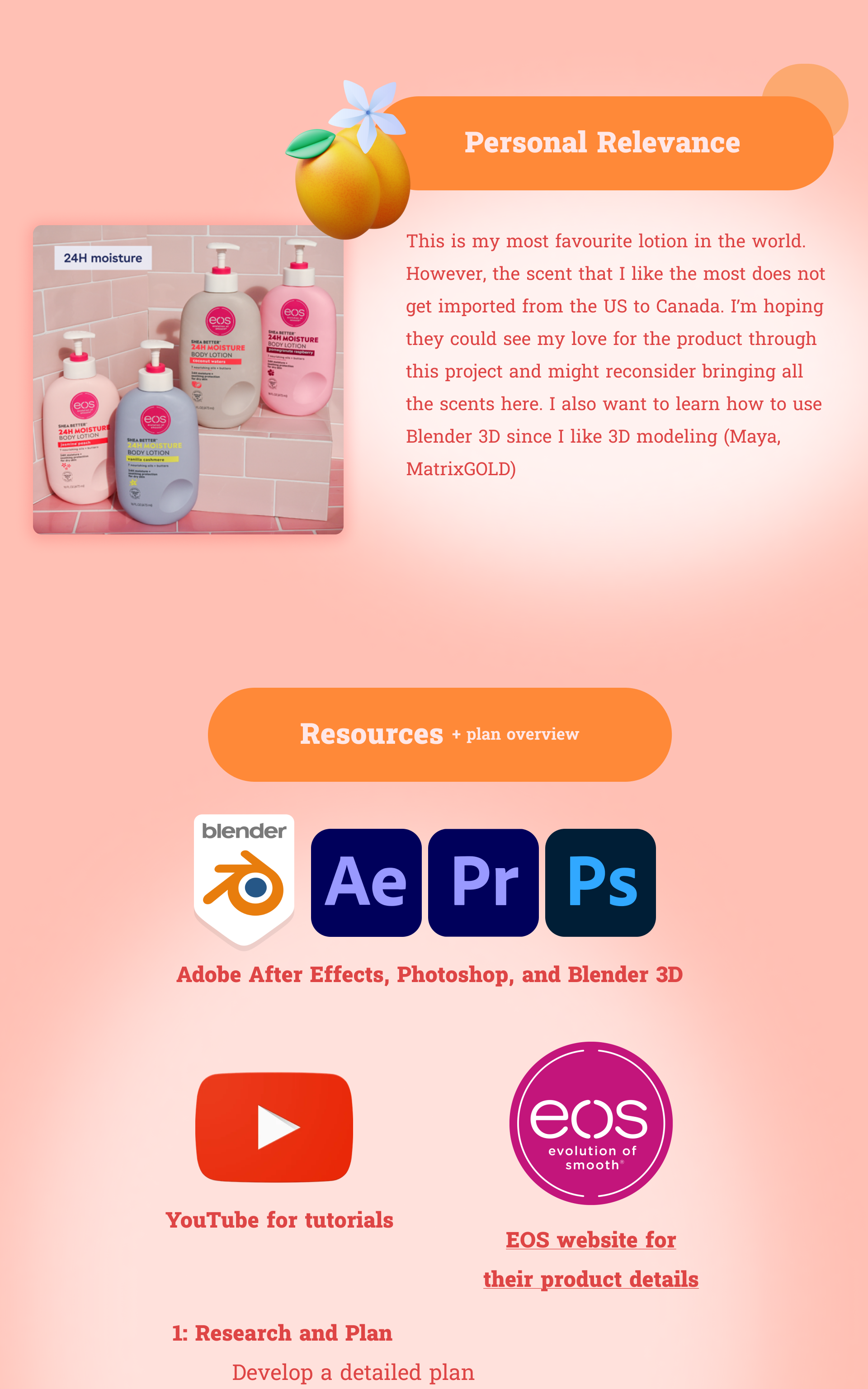 Section description presonal relevency of the project and resources used