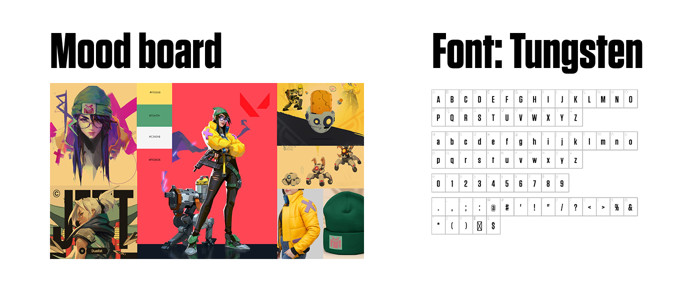 Moodboard and font used
