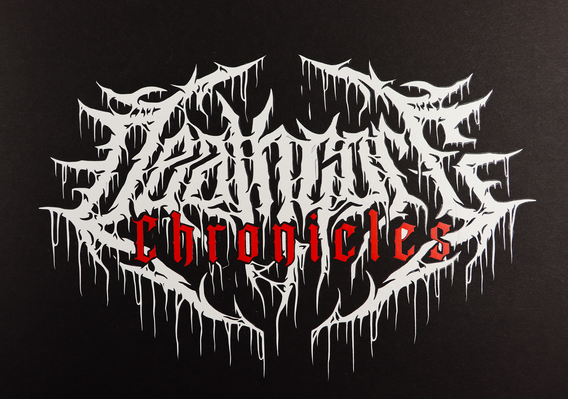 Deathcore Chronicles Logo- Heat Transfer Vinyl on Black Card