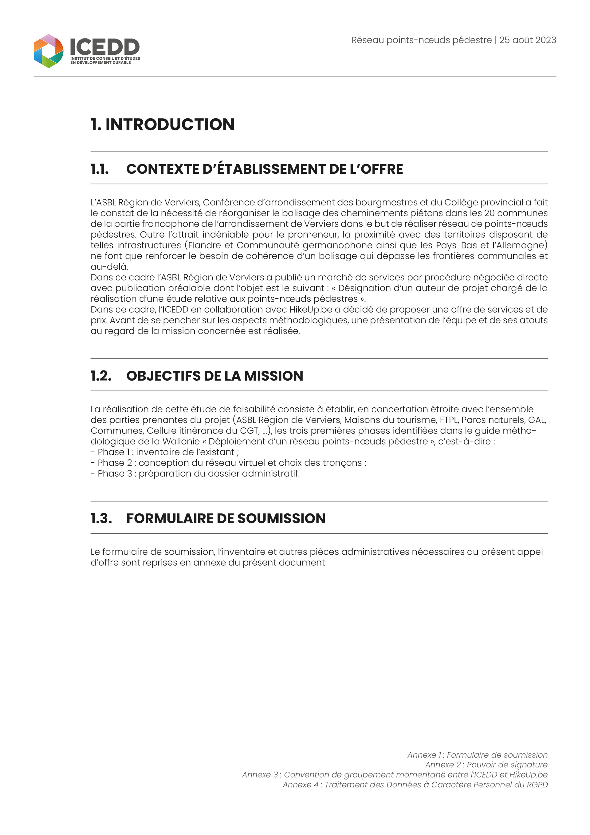 Nouvelle mise en page du dossier Offre de services - ICEDD