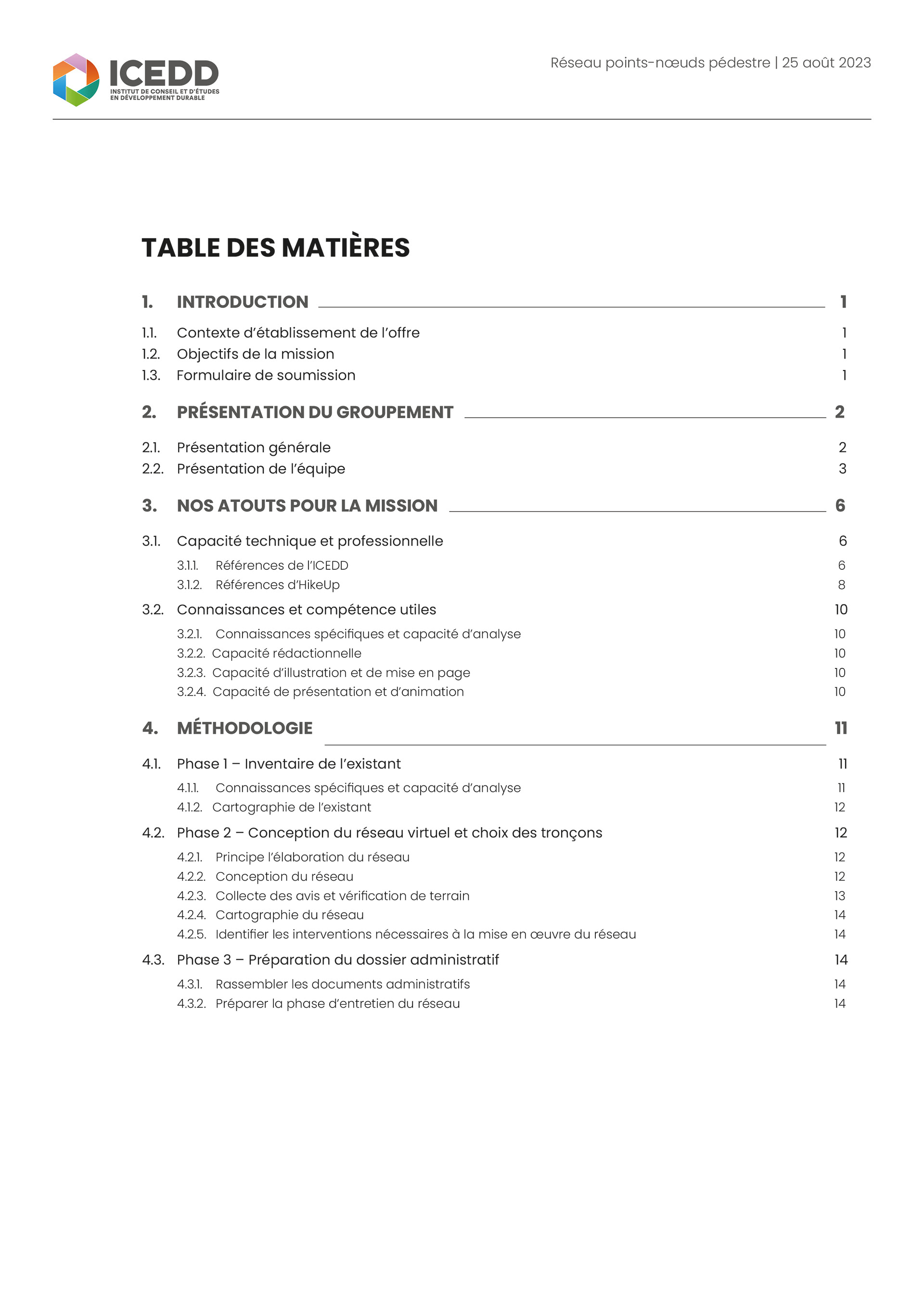 Nouvelle mise en page du dossier Offre de services - ICEDD