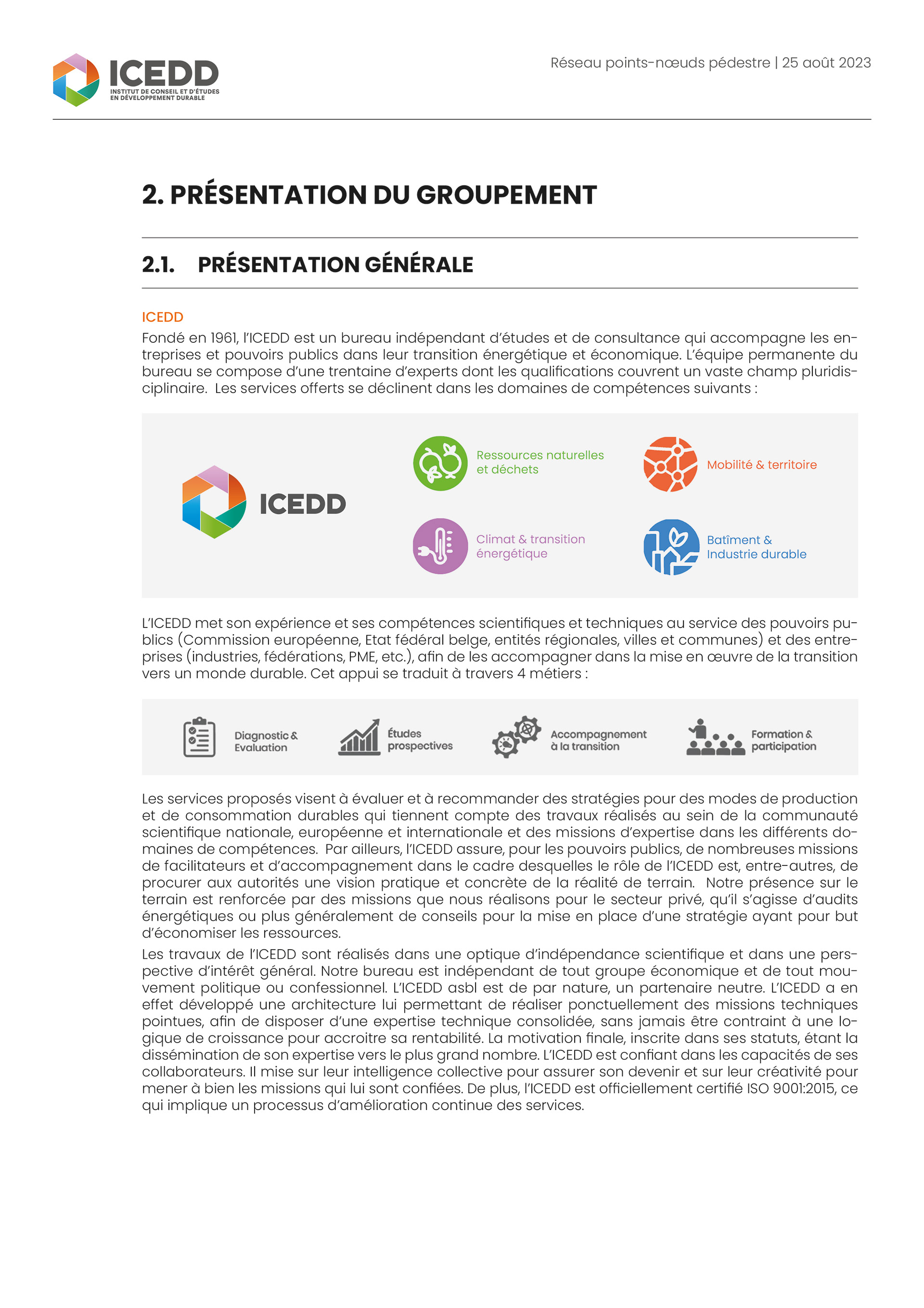 Nouvelle mise en page du dossier Offre de services - ICEDD