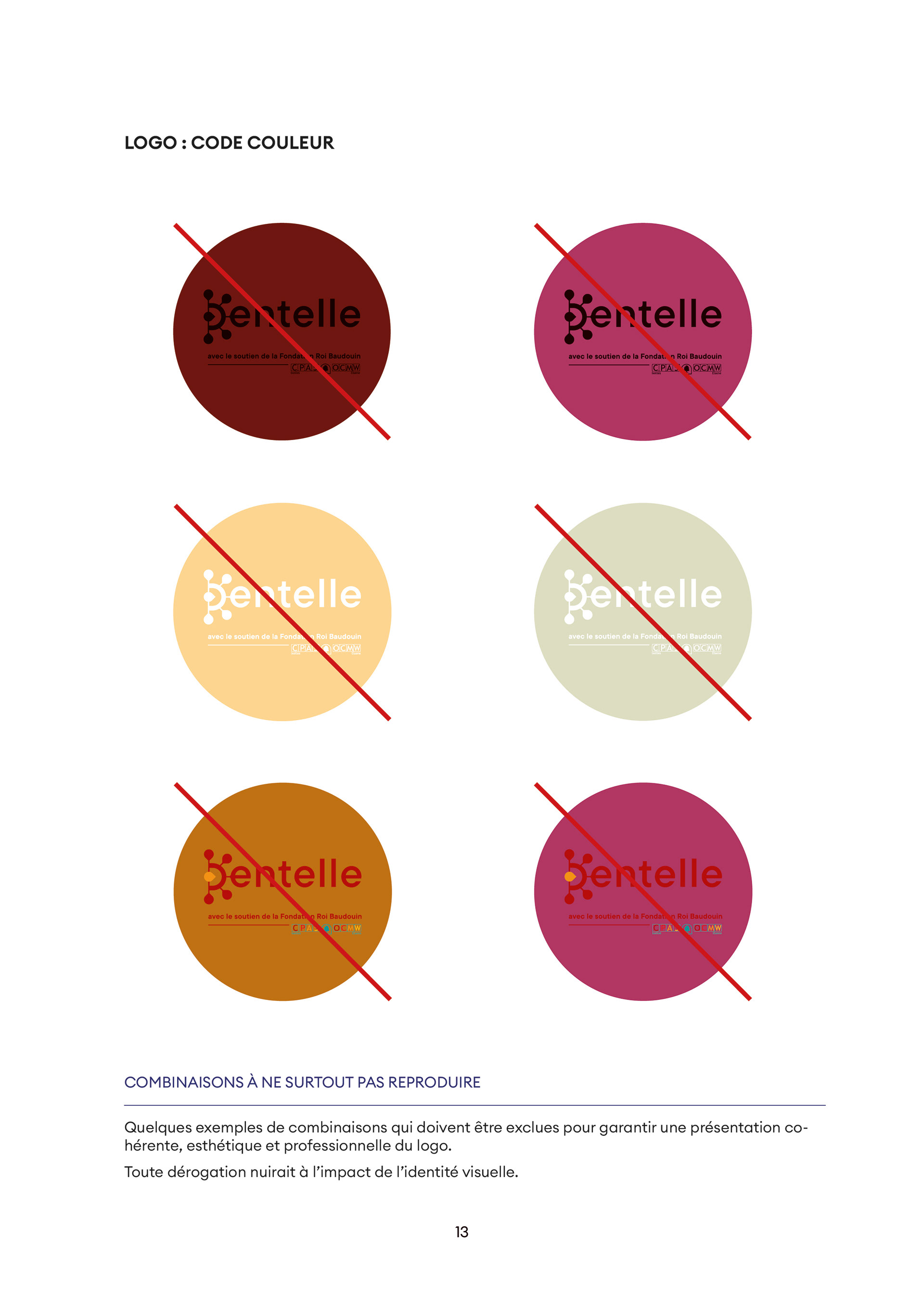 Mise en page de la charte graphique de Dentelle
