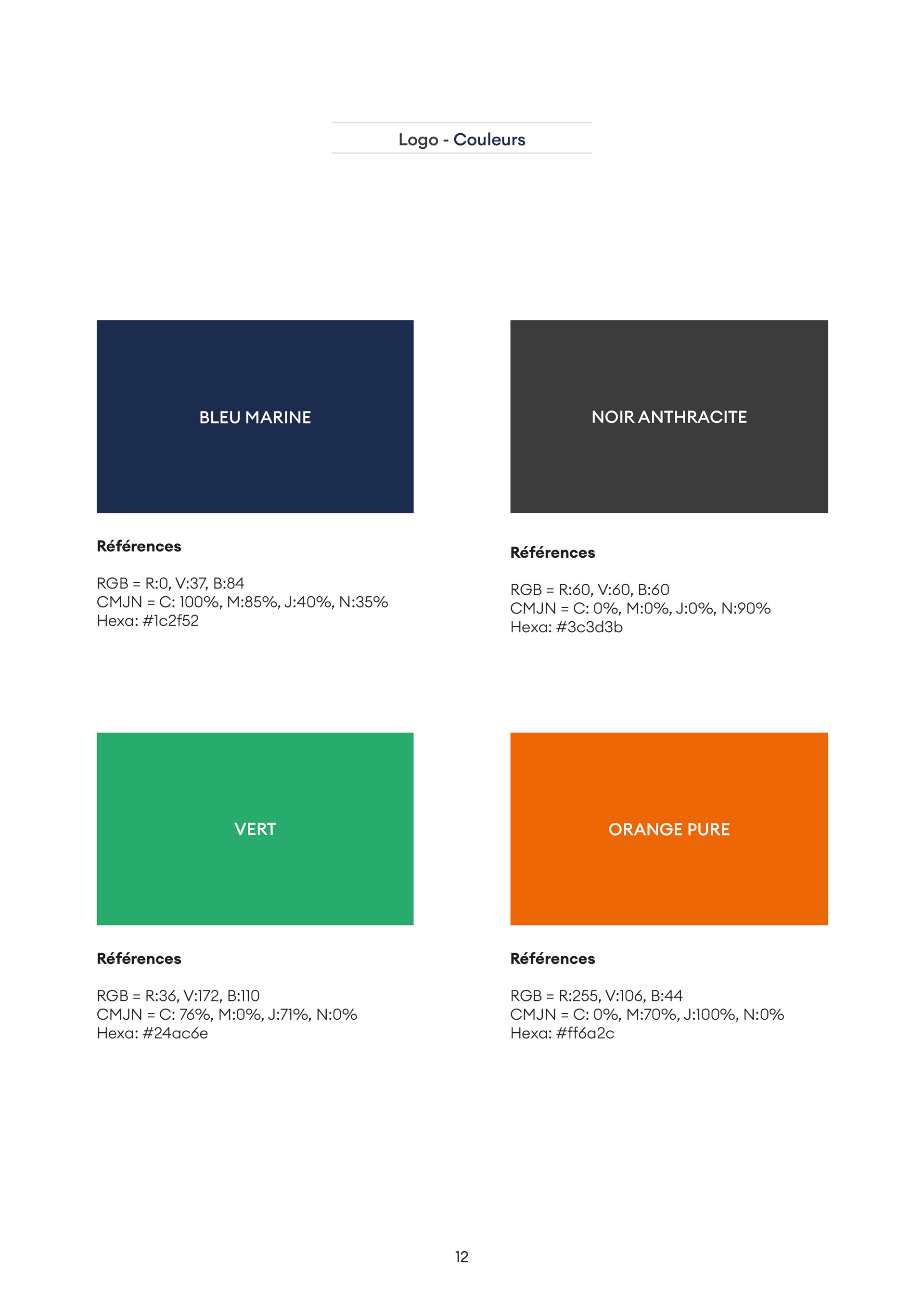 Mise en page de la charte graphique de Colasse - Colorimétrie