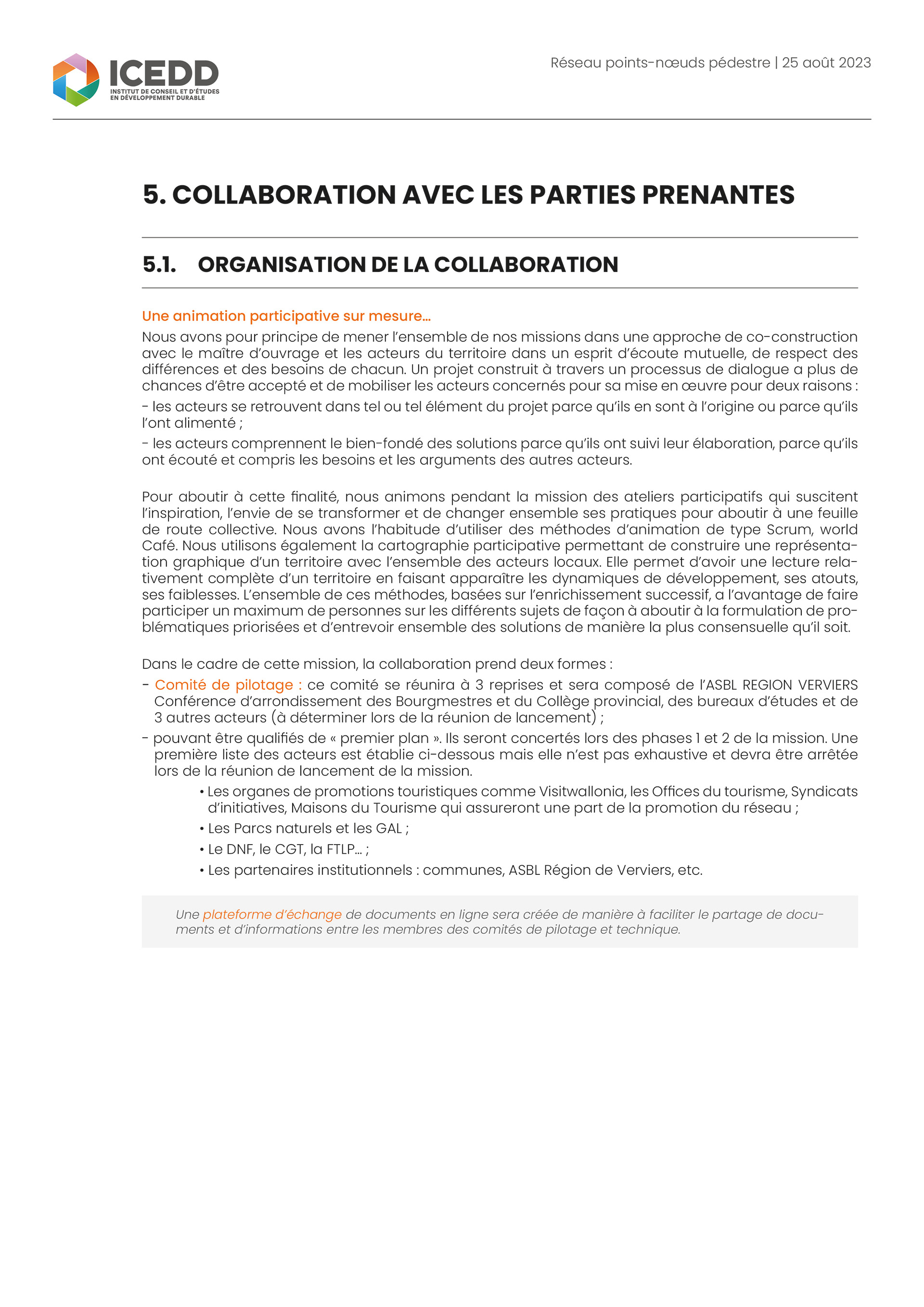 Nouvelle mise en page du dossier Offre de services - ICEDD