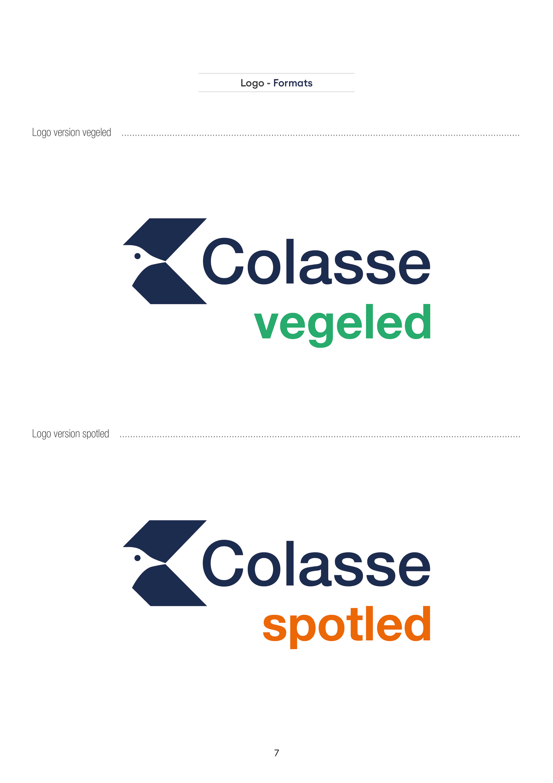 Mise en page de la charte graphique de Colasse - déclinaisons du logo