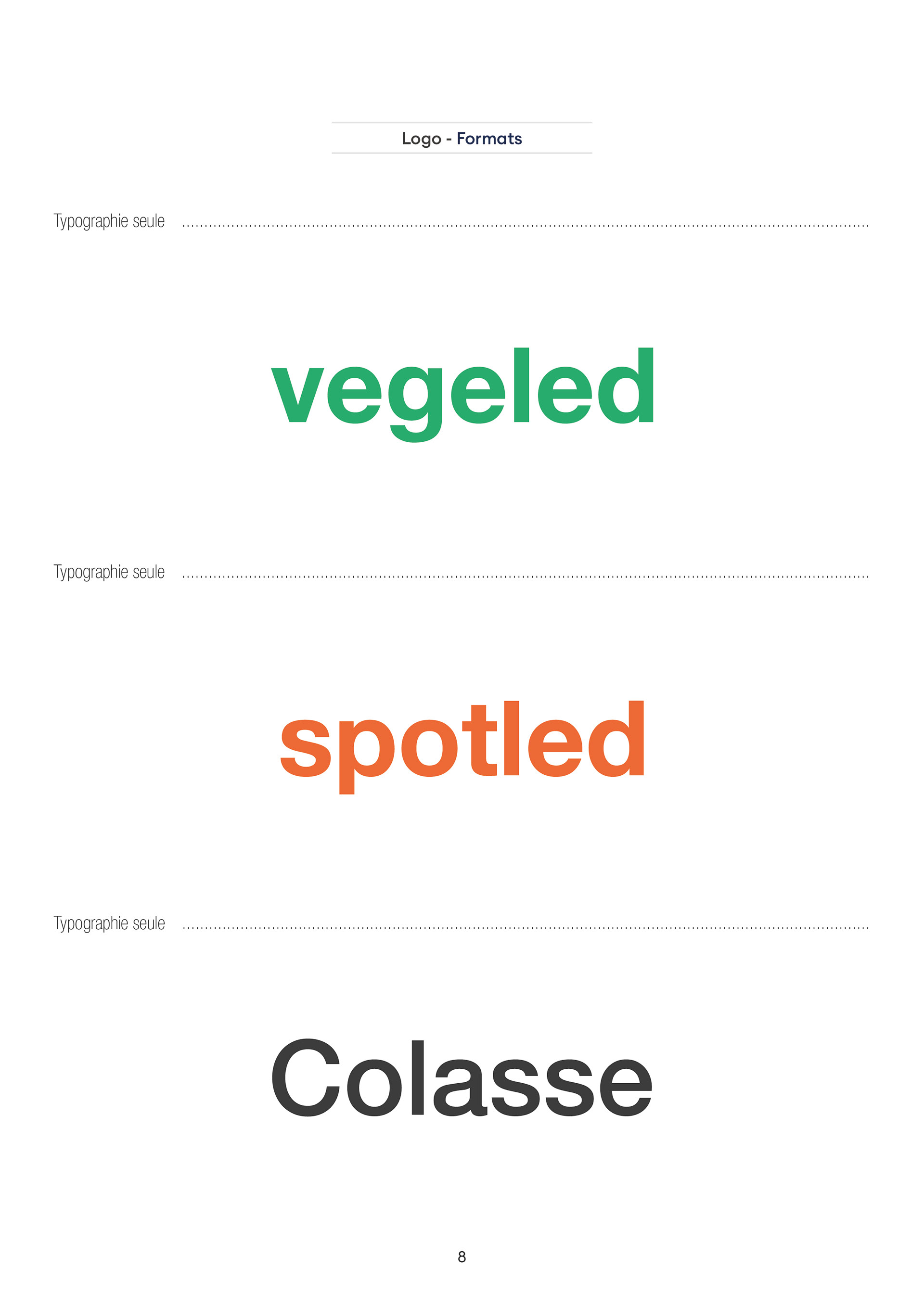 Mise en page de la charte graphique de Colasse - déclinaisons du logo