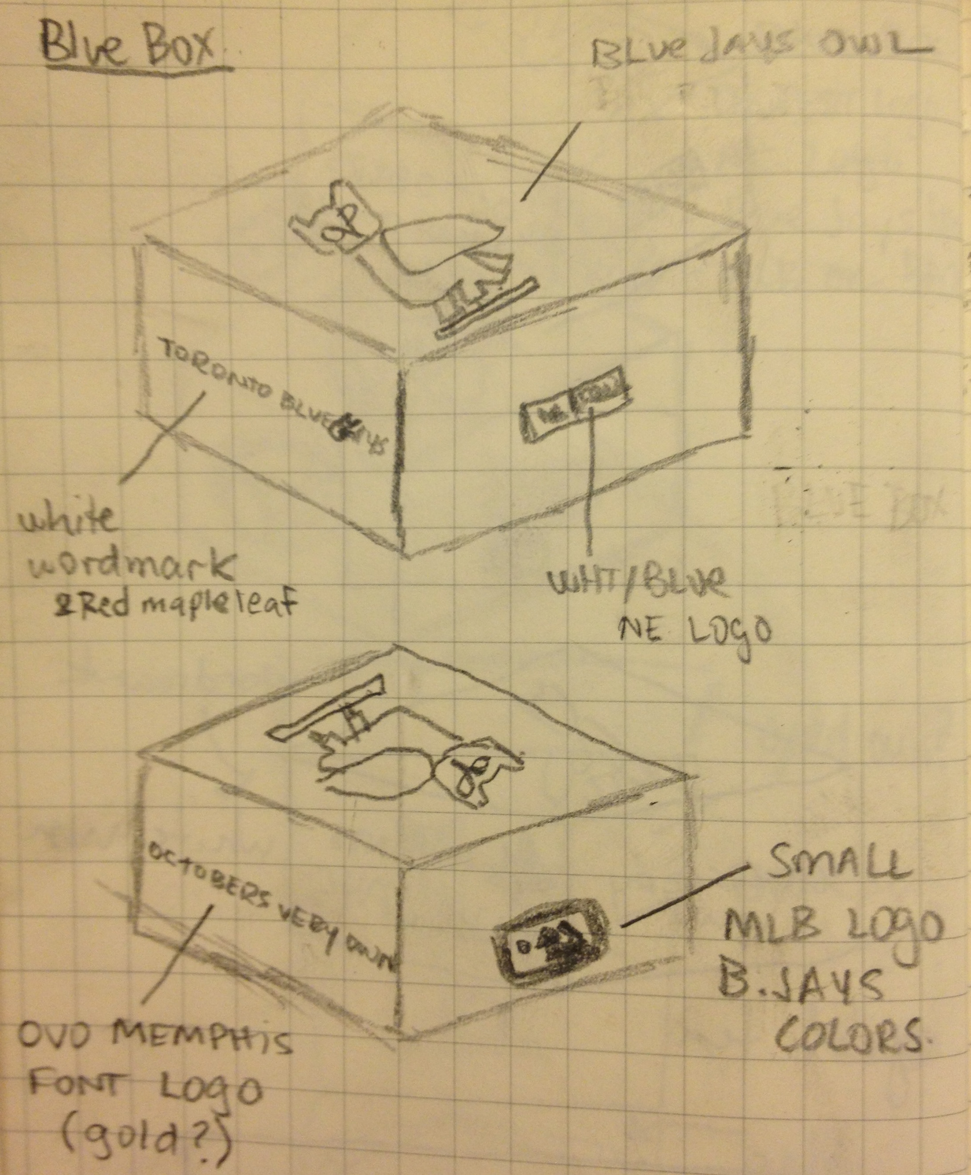 Early packaging sketches exploring how the brand and team identity could live on the box.