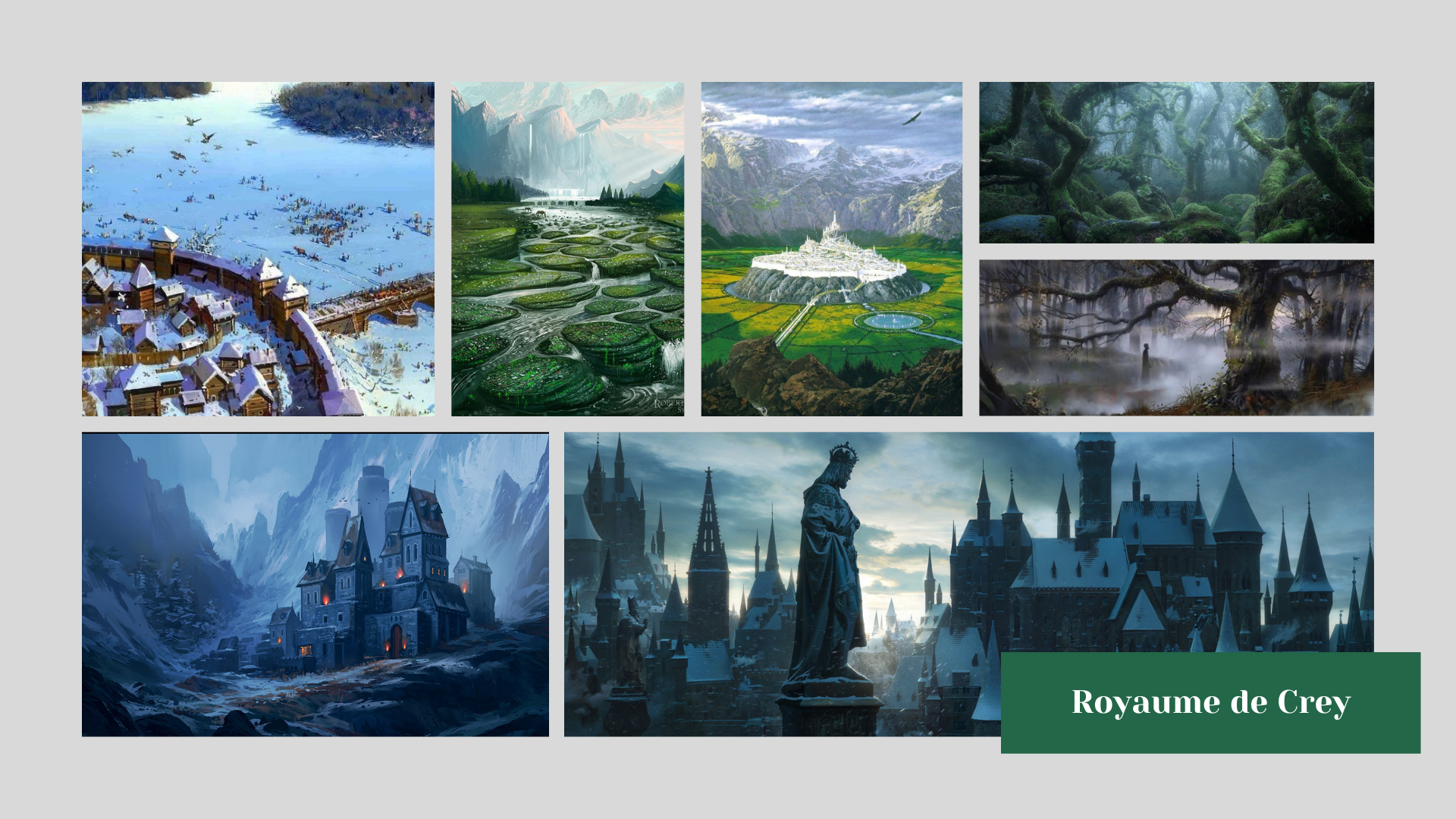 In theory, peace and happiness constantly reign in Crey. However, the harsh reality exposes the lie maintained by the Crown and the Faith. Throughout this kingdom of inequality and civil wars, the old forests of legends and snow-capped mountains dominate the landscape.