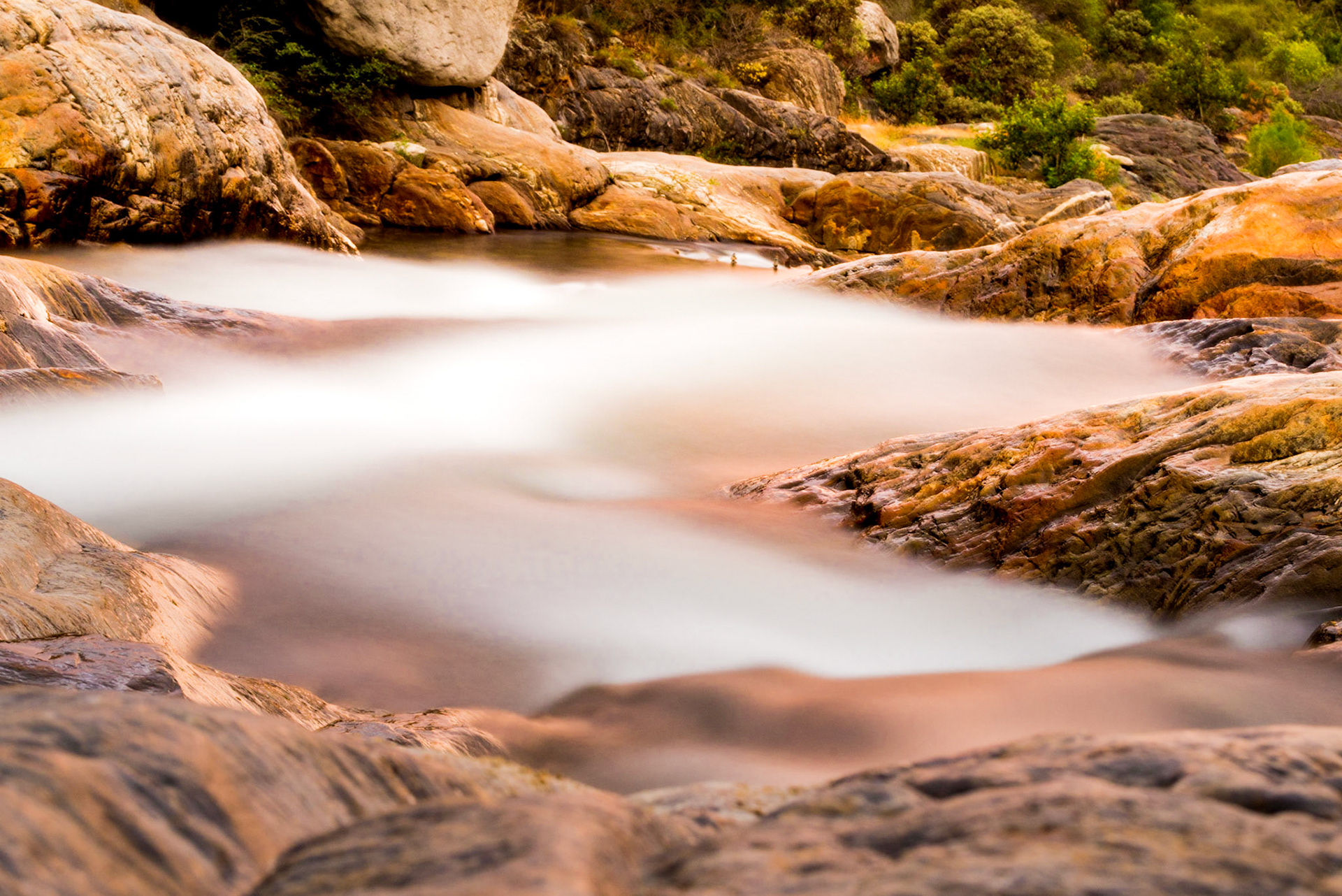 Next to the Buckeye Flat Campground in Sequoia National Park is this series of waterfalls, forming foaming pools before descending into the pond below.