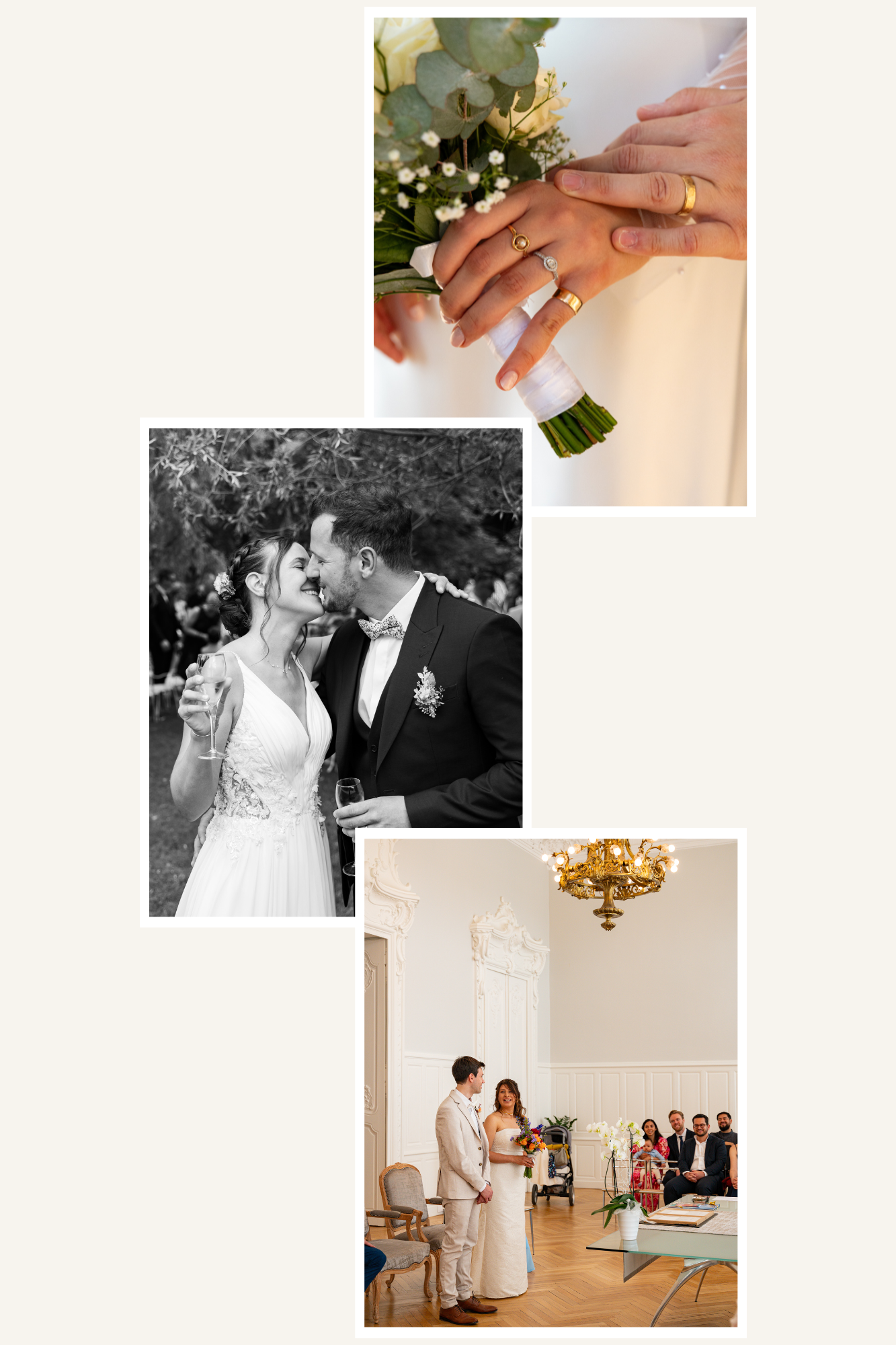 Moments de complicité et d’émotion entre des mariés au cours de leur journée de mariage.