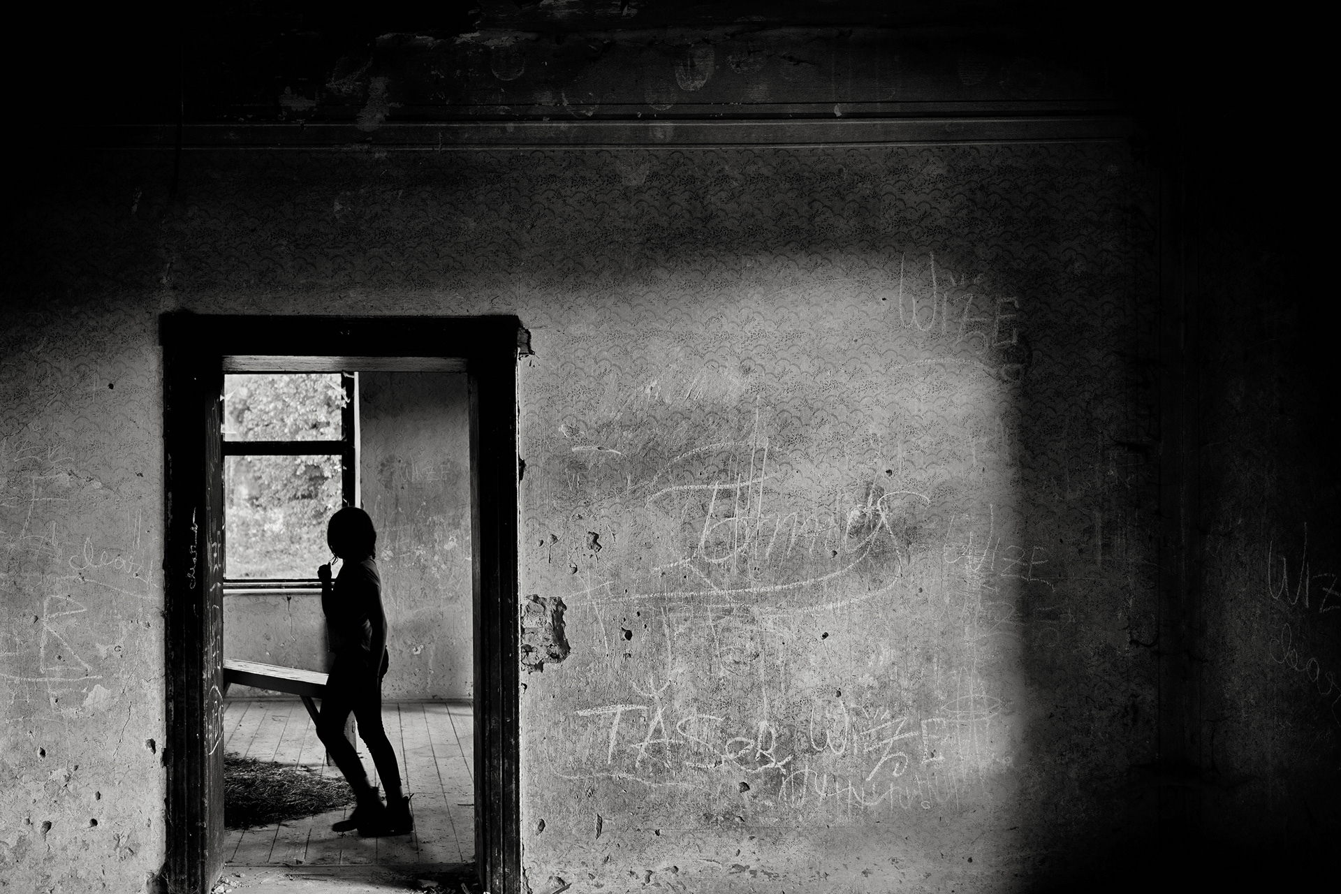 doorway silhouette interior with soft light 