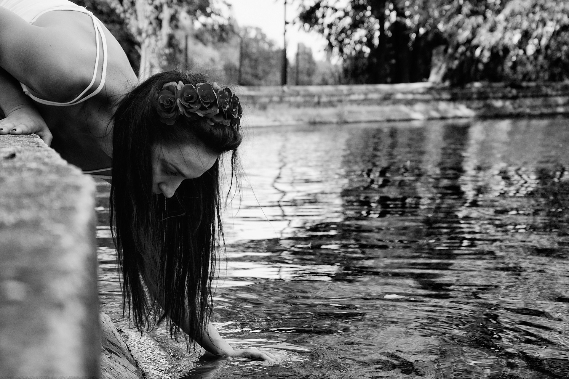 figure leaning over water inspired by Frida Kahlo symbolism