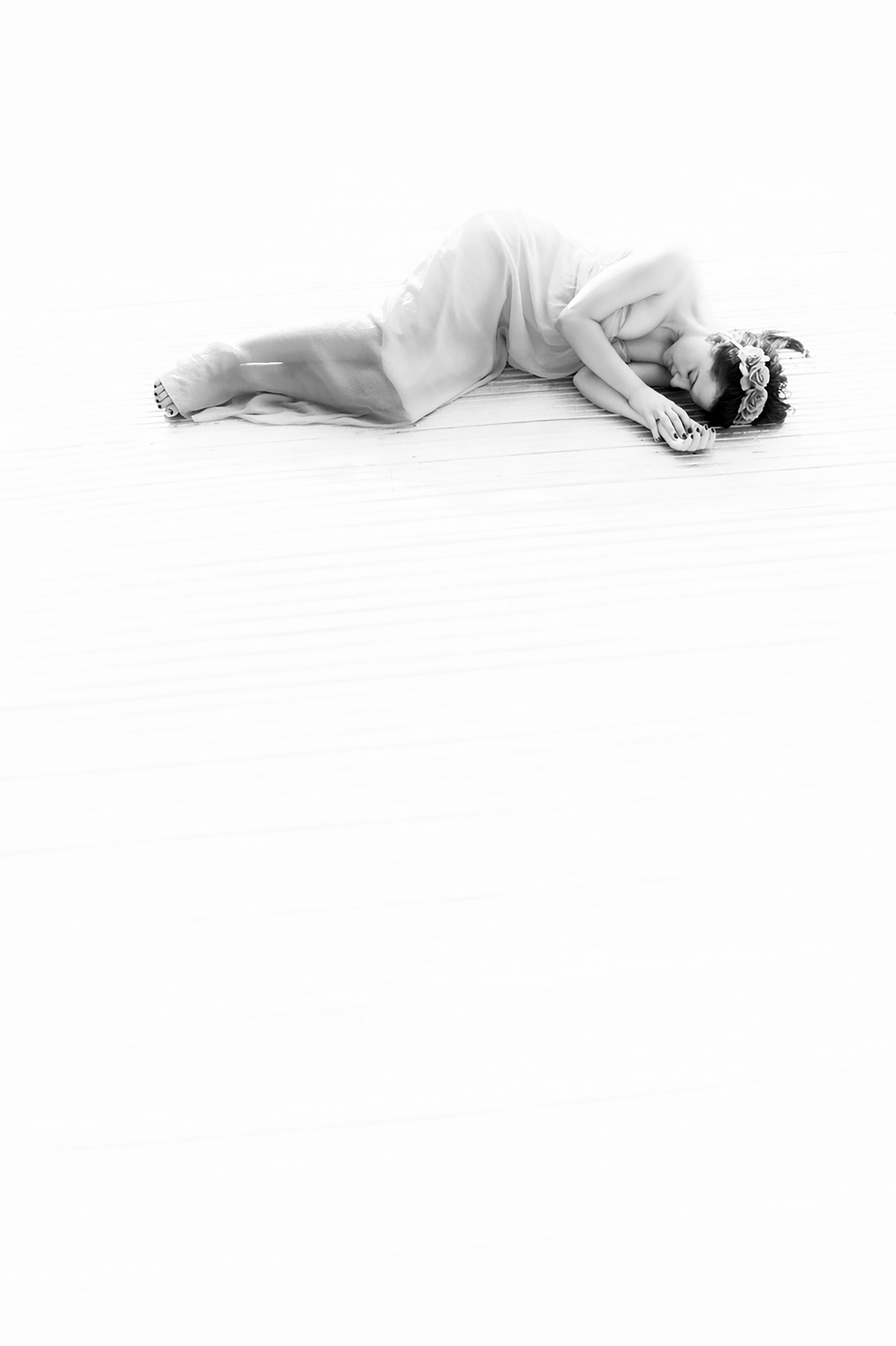 minimal resting figure inspired by Frida Kahlo compositions