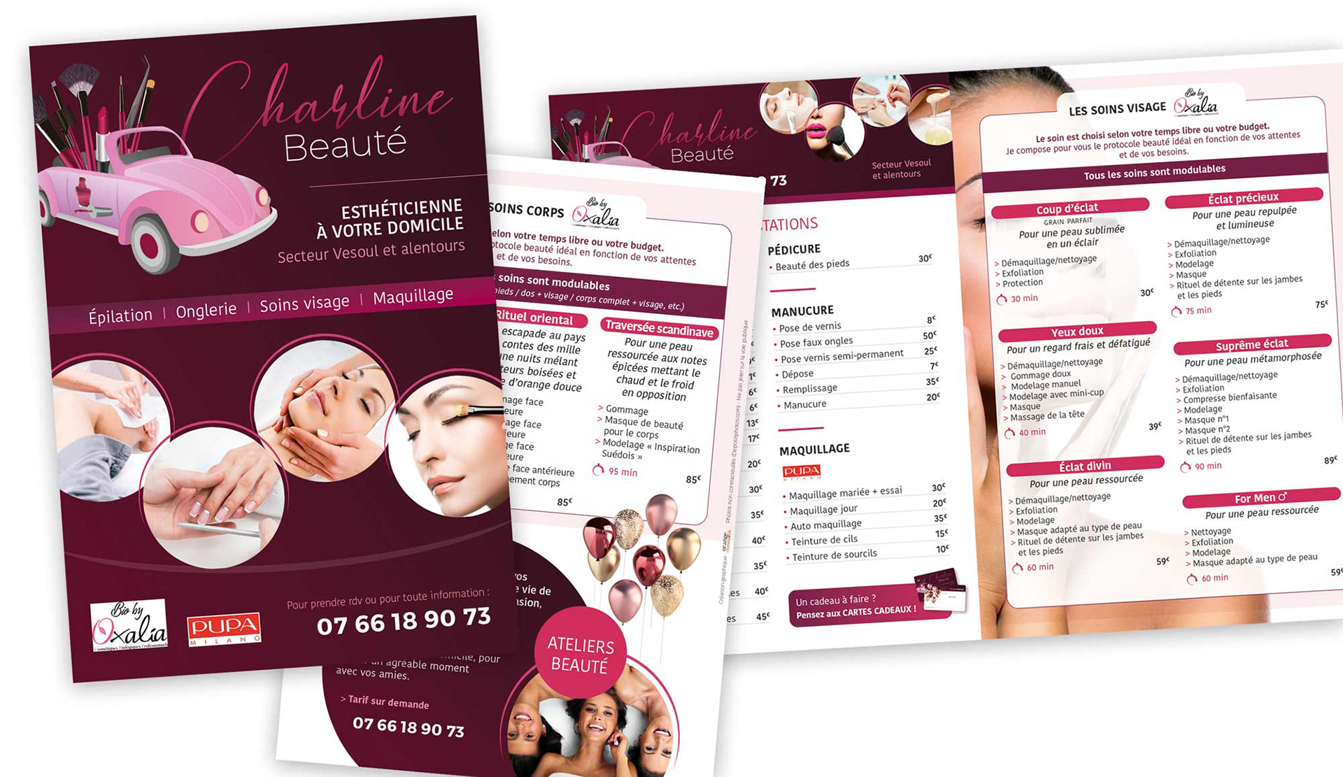Flyer 4 pages tarifs Charline Beauté