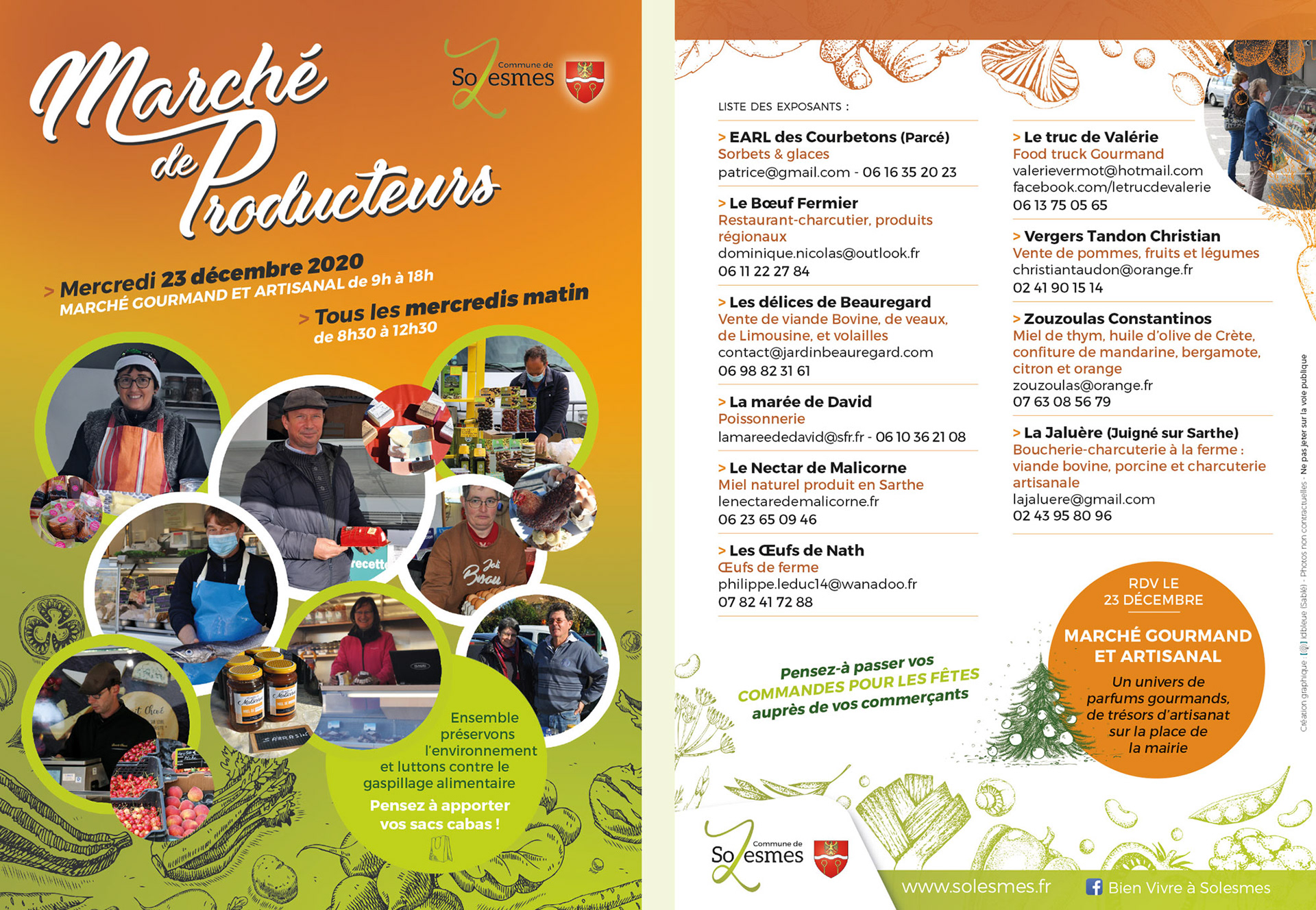 Flyer marché de producteurs Mairie de Solesmes