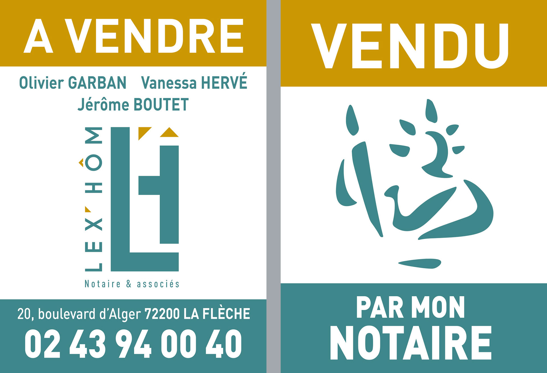 Panneau recto-verso pour des notaires