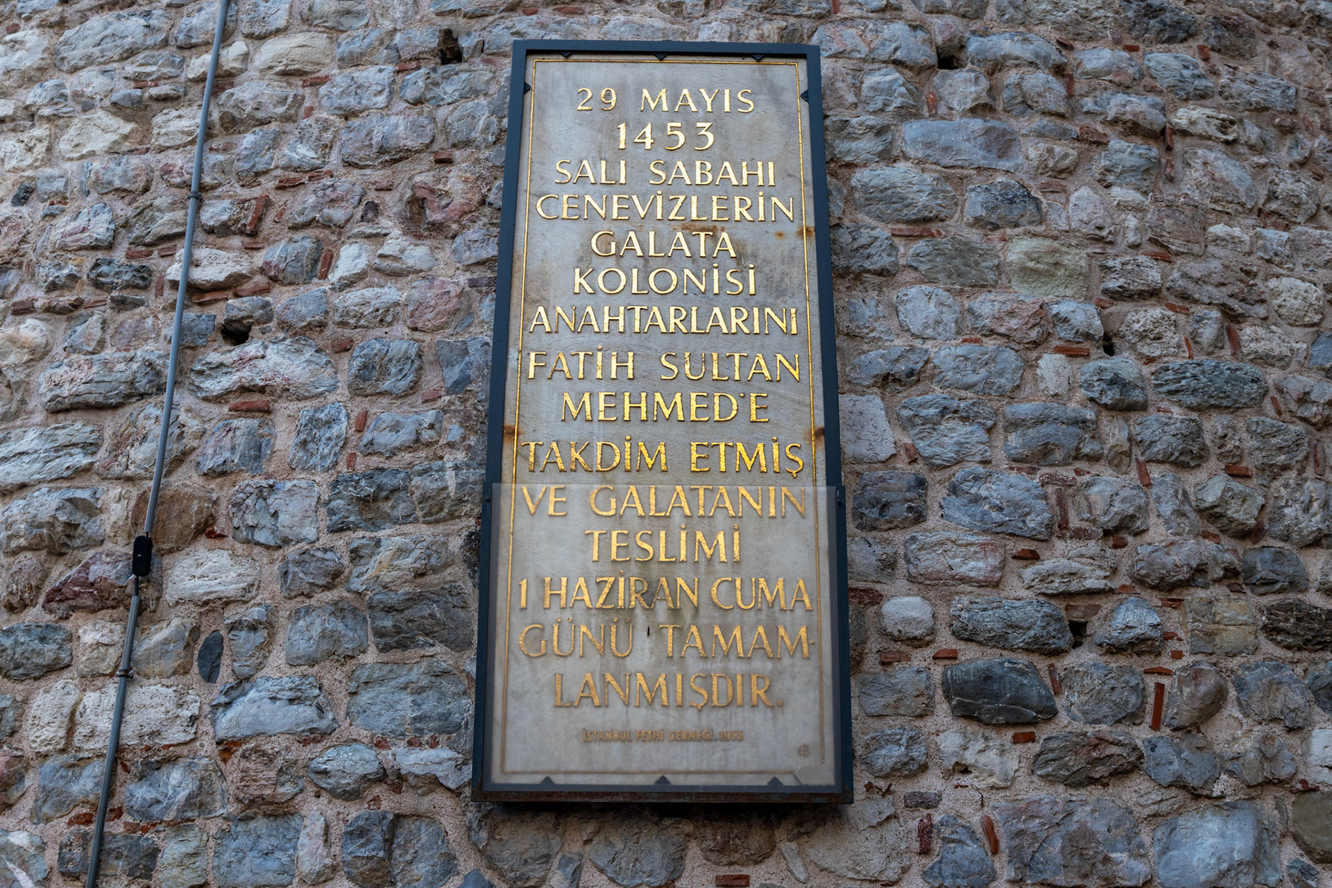 Plaque on Galata Tower