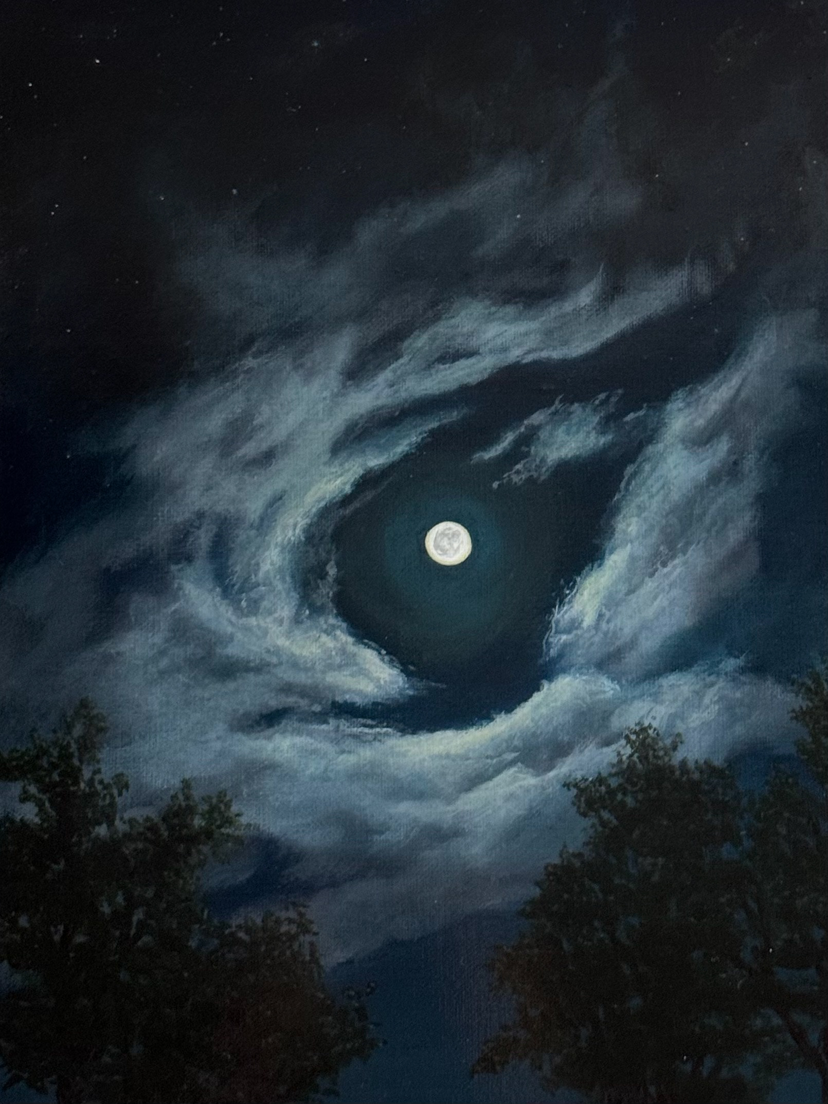 "By the Light of the Moon" acrylic on canvas