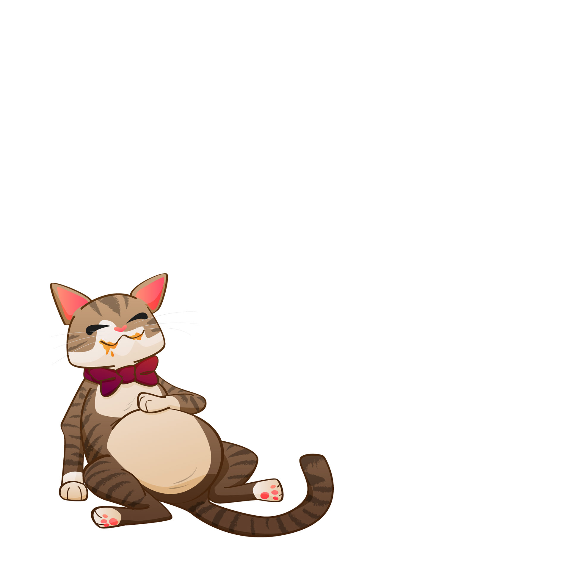 Een poes die net lekker heeft gesmikkeld van een kerstkalkoen