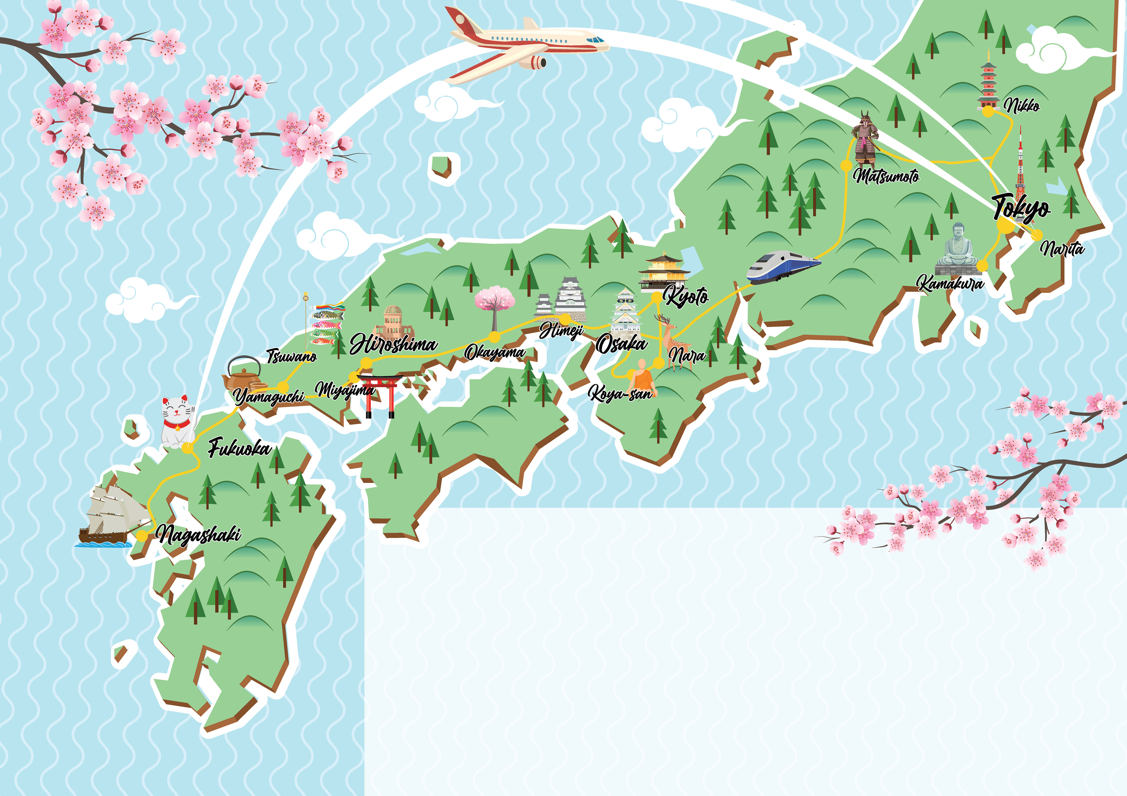 Een kaart van mijn reis door Japan