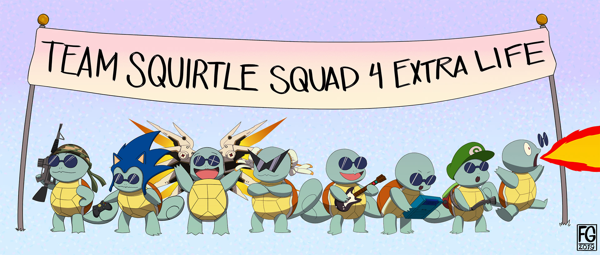 ExtraLife Squirtle Squad Celebratory Banner 