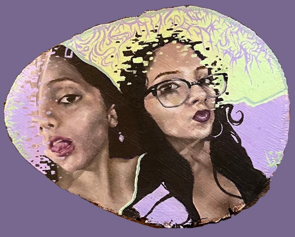 A gift for Cassie - acrylic on wood slab