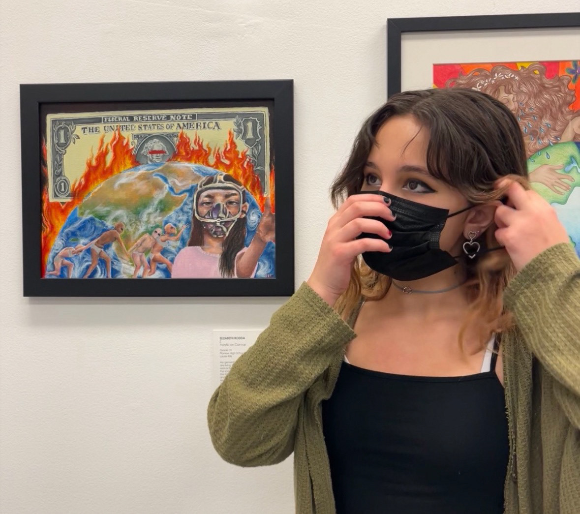Me with my painting "Z" at the NUMU ArtNow 2022 Brave New Worlds Exhibit